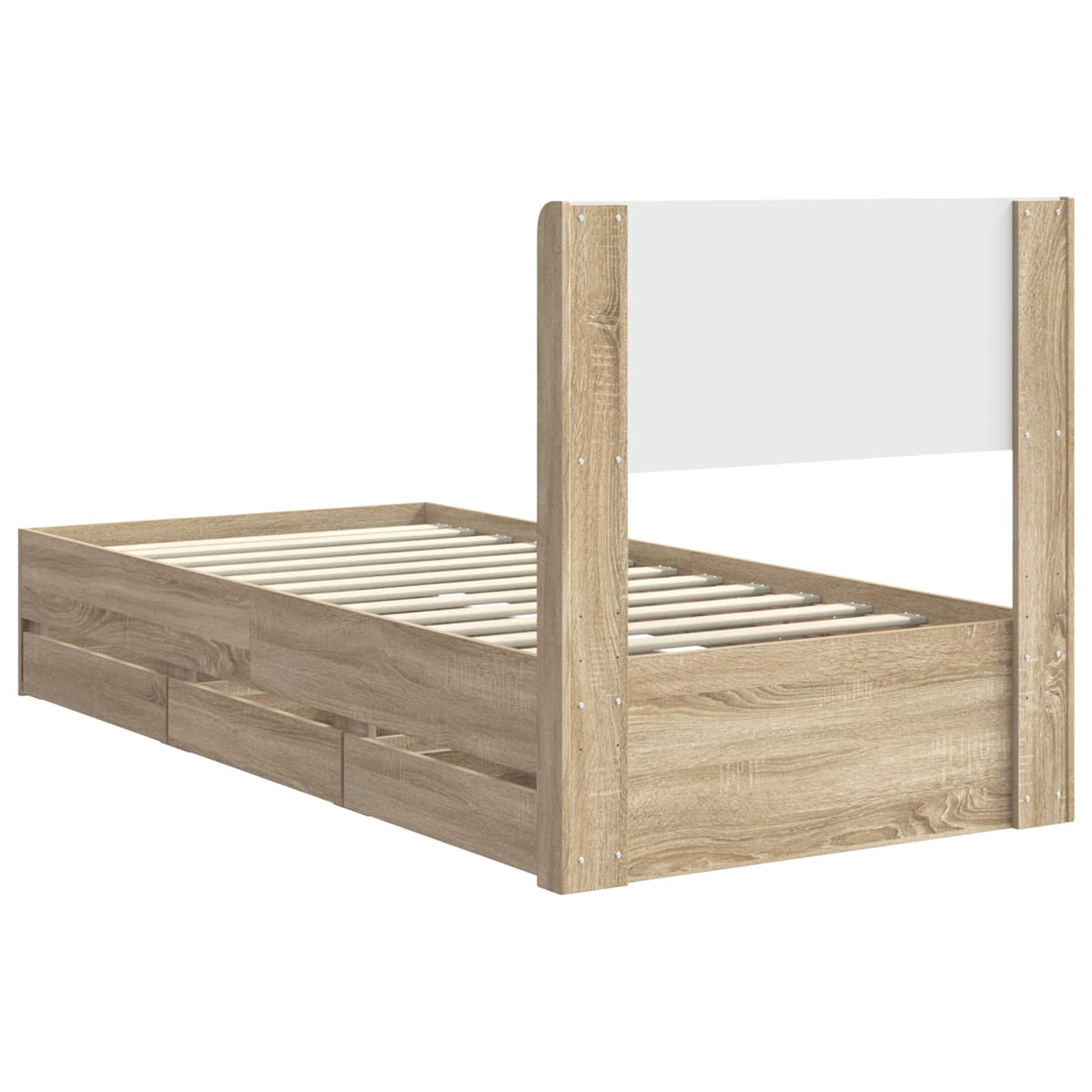 Sengestel med opbevaring og hovedgærde Sonoma-eg 75 x 190 cm