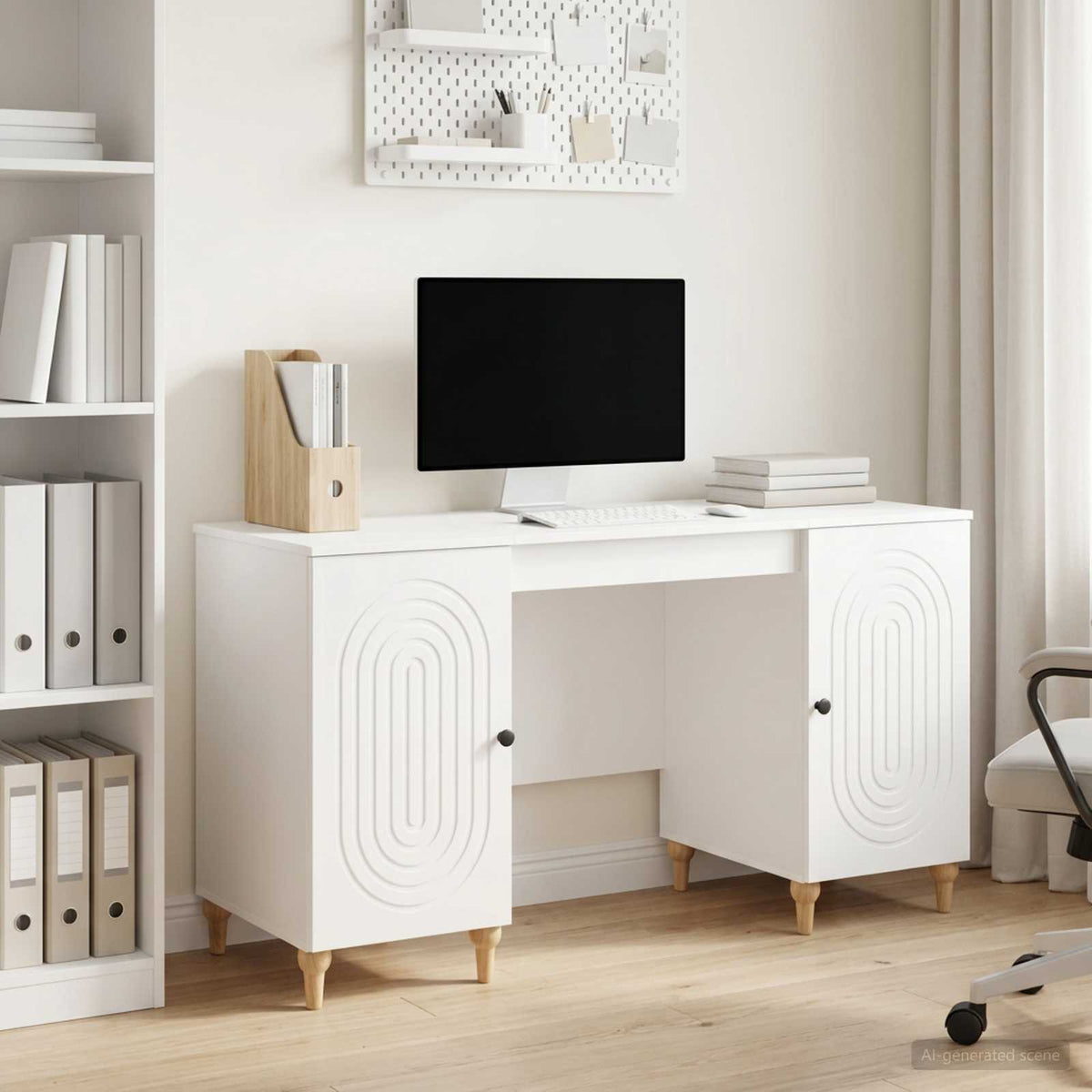 Bord Gloss Hvid 142,5 x 50 x 75 cm Konstrueret træ