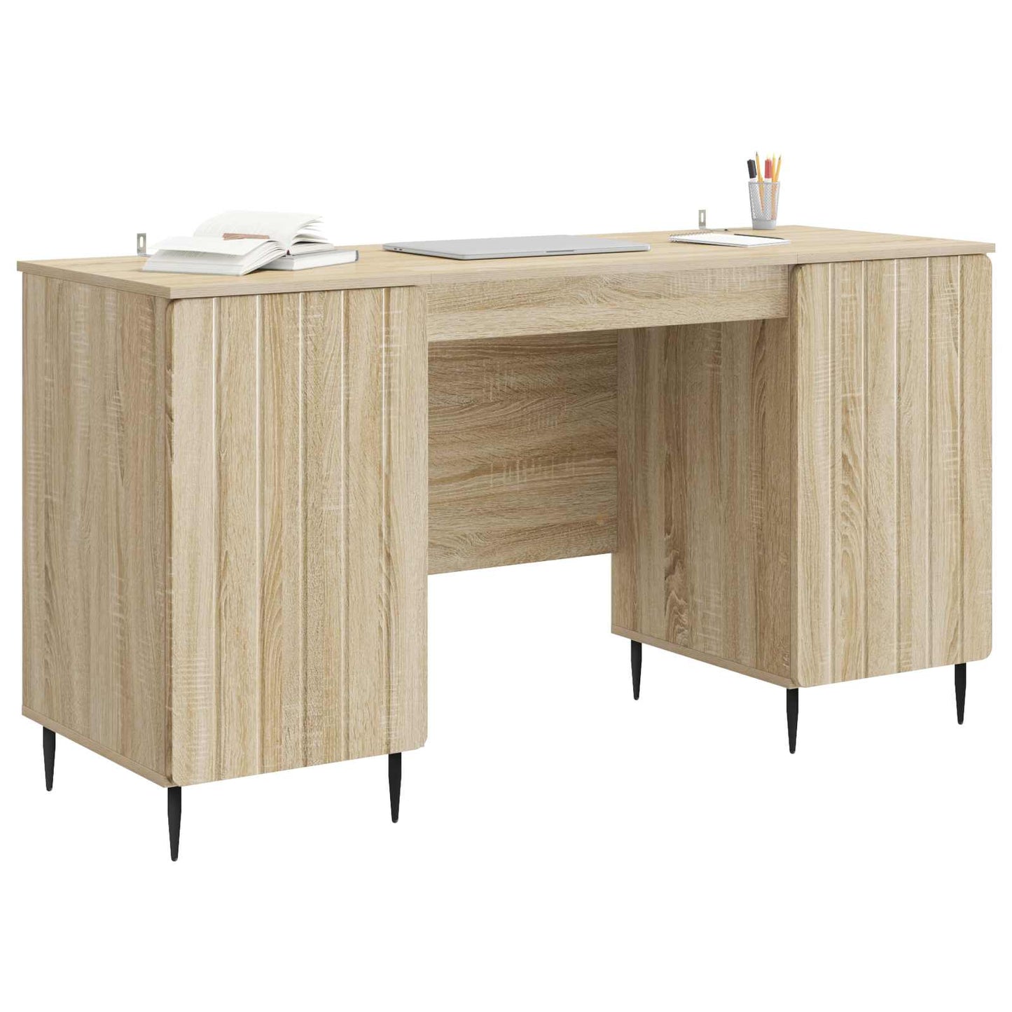 Bord med hylde Sonoma-eg 142,5 x 50 x 75 cm Konstrueret træ