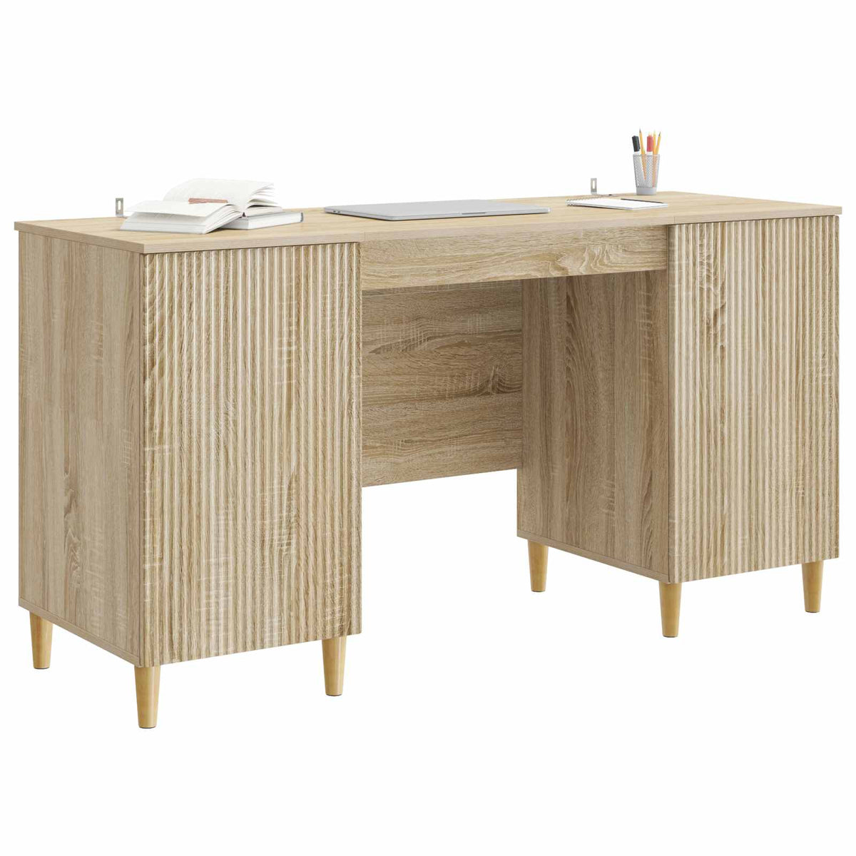 Bord med hylde Sonoma-eg 142,5 x 50 x 75 cm Konstrueret træ