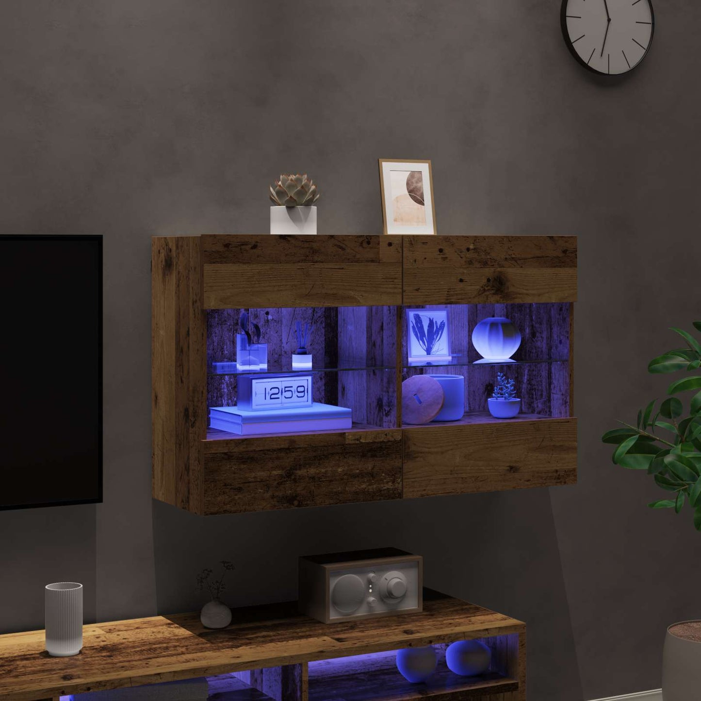 TV vægskab 98,5 x 30 x 60,5 cm Gammelt træ Konstrueret træ