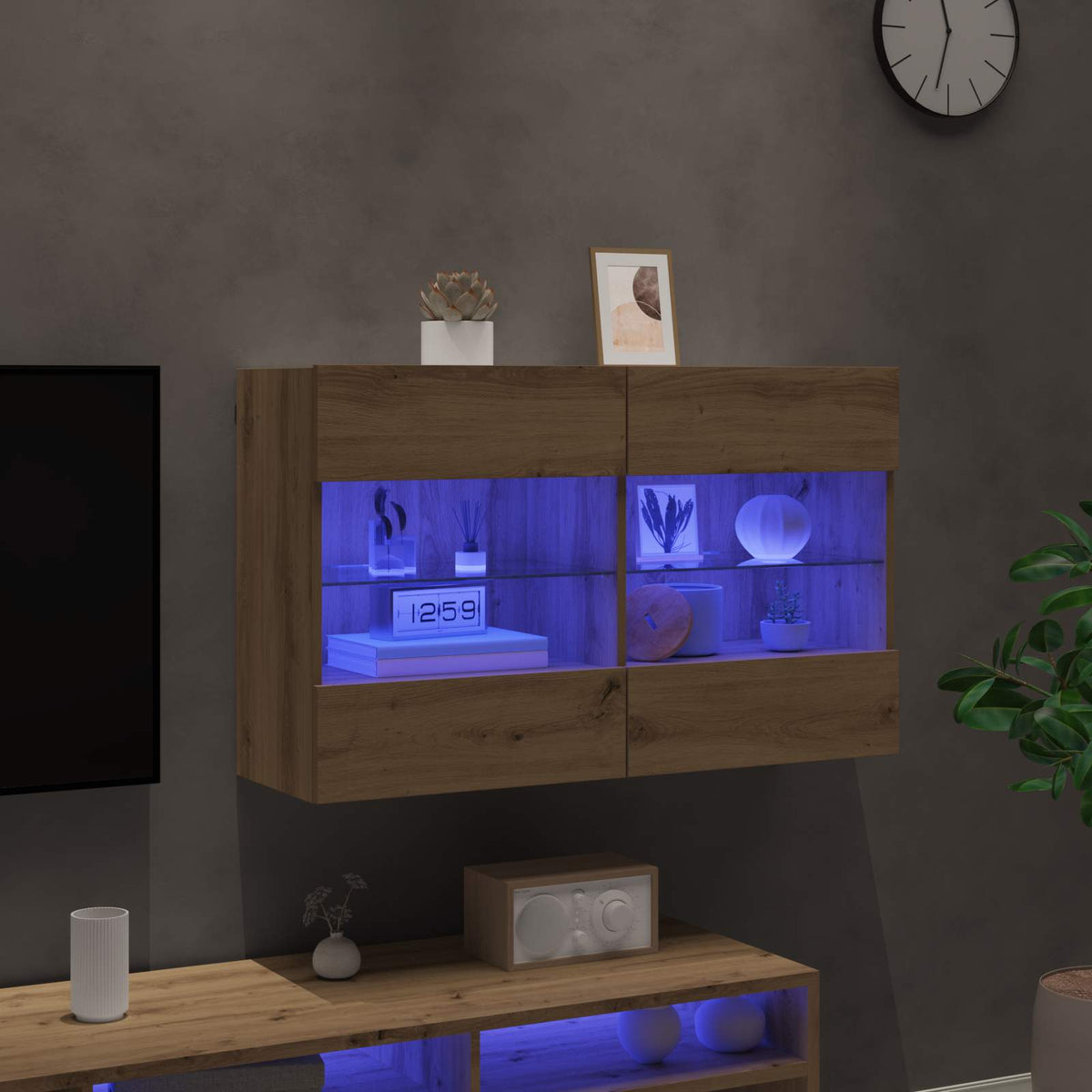 TV vægskab 98,5 x 30 x 60,5 cm Artisan Egetræ Konstrueret træ
