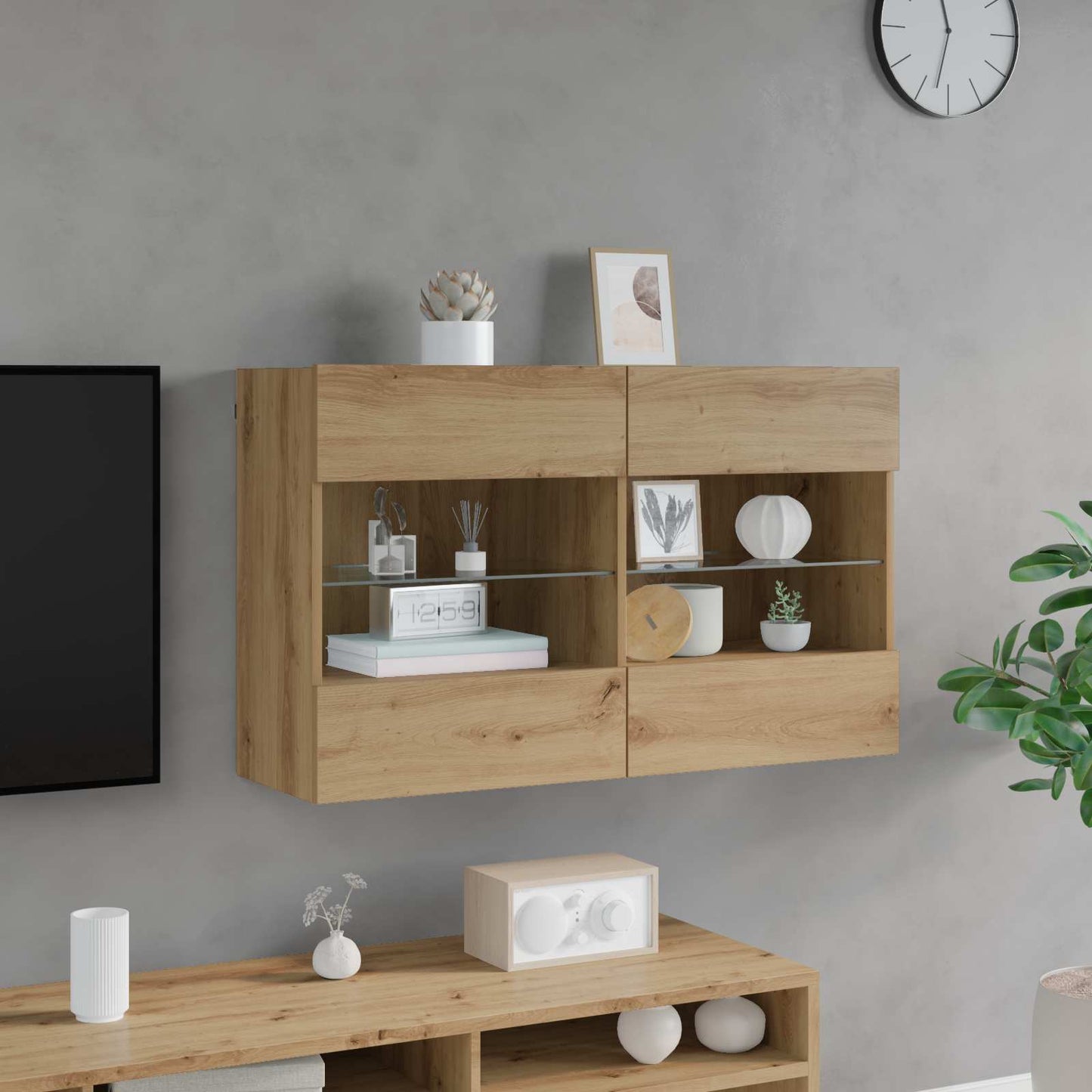 TV vægskab 98,5 x 30 x 60,5 cm Artisan Egetræ Konstrueret træ
