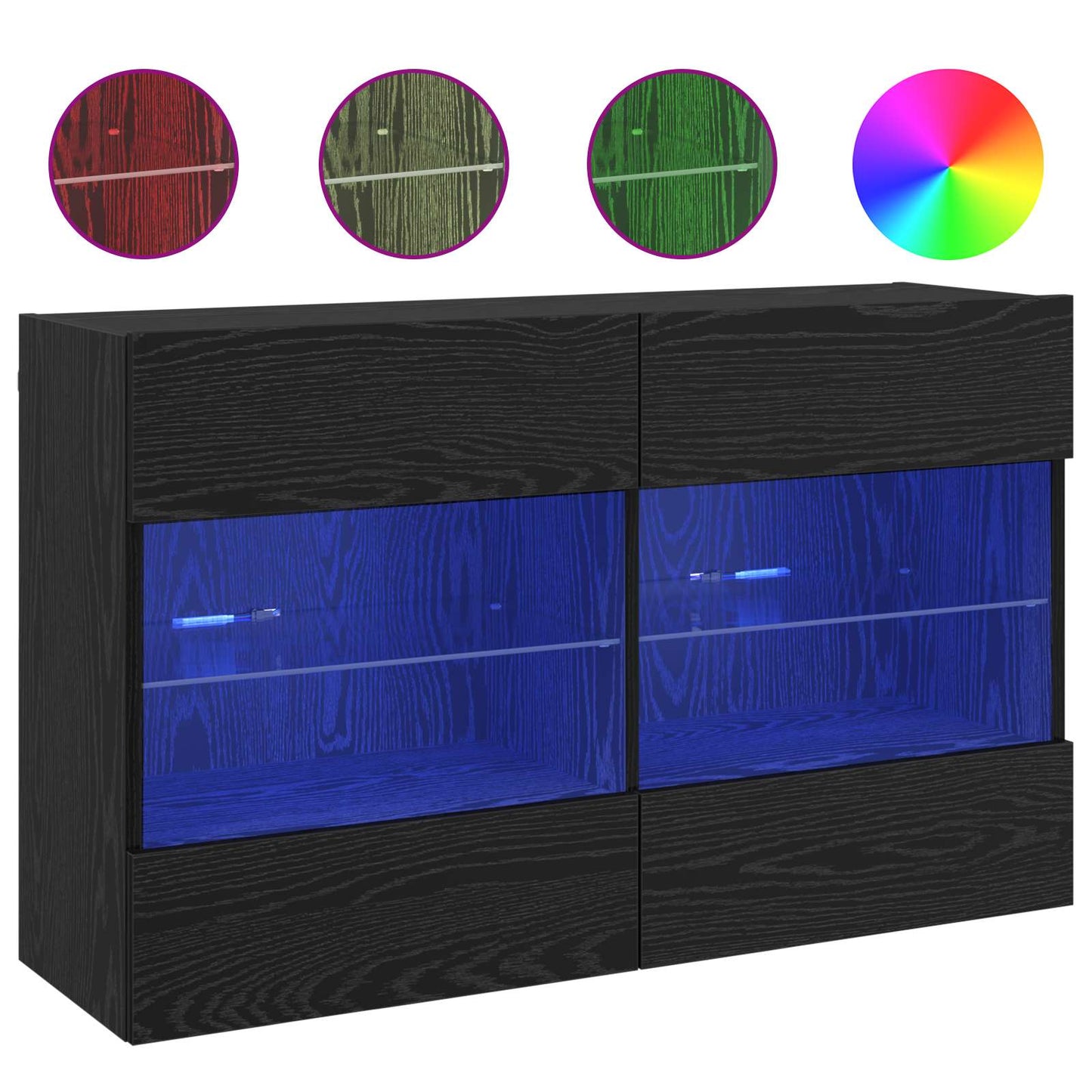 TV vægskab 98,5 x 30 x 60,5 cm Sort eg Konstrueret træ