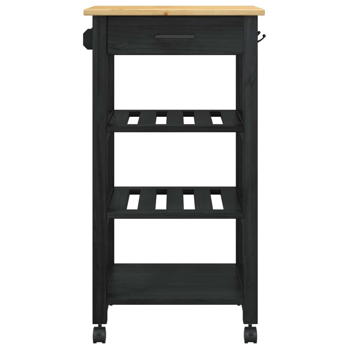 Køkkenvogn MONZA Sort 48 x 40 x 88,5 cm Massivt fyrretræ