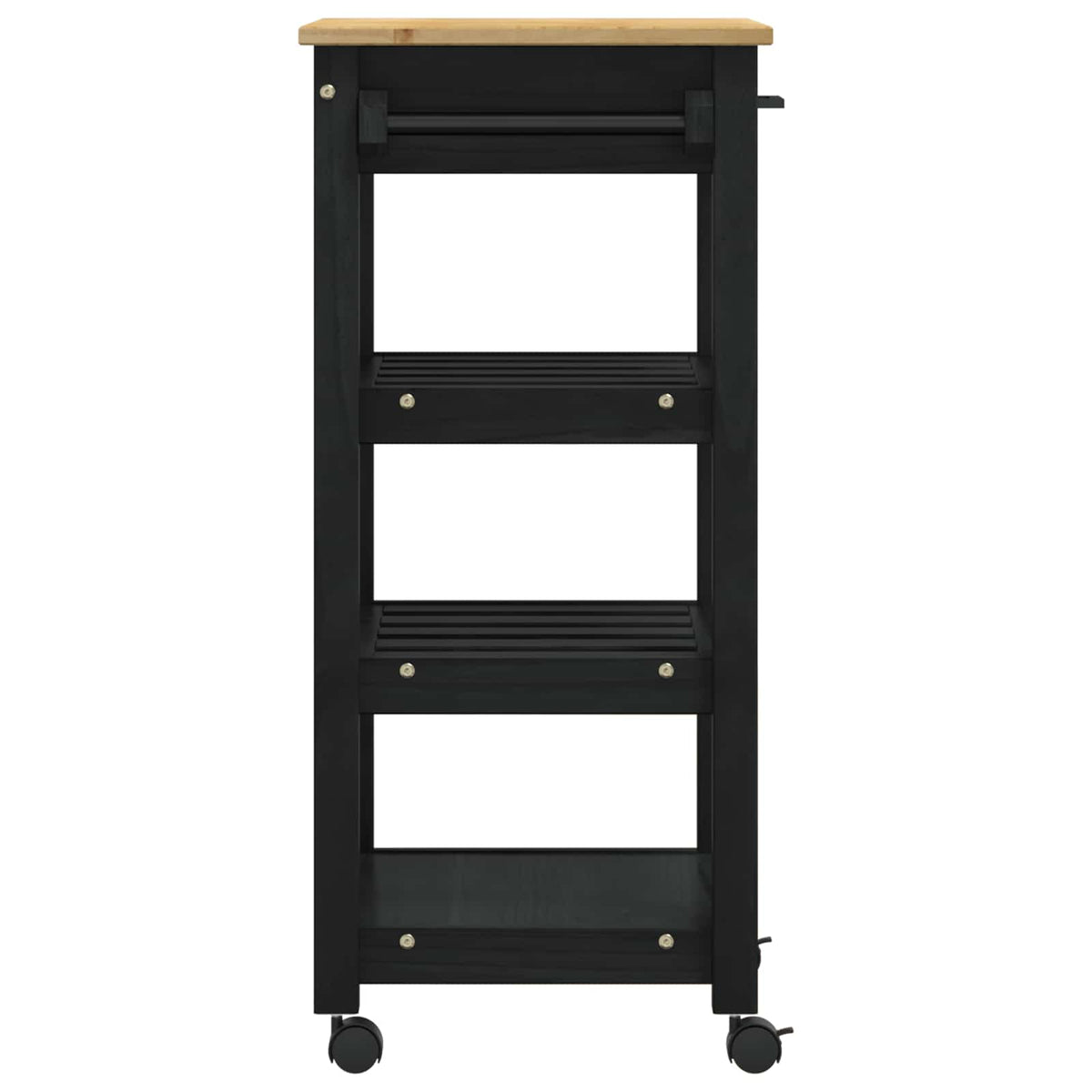 Køkkenvogn MONZA Sort 48 x 40 x 88,5 cm Massivt fyrretræ