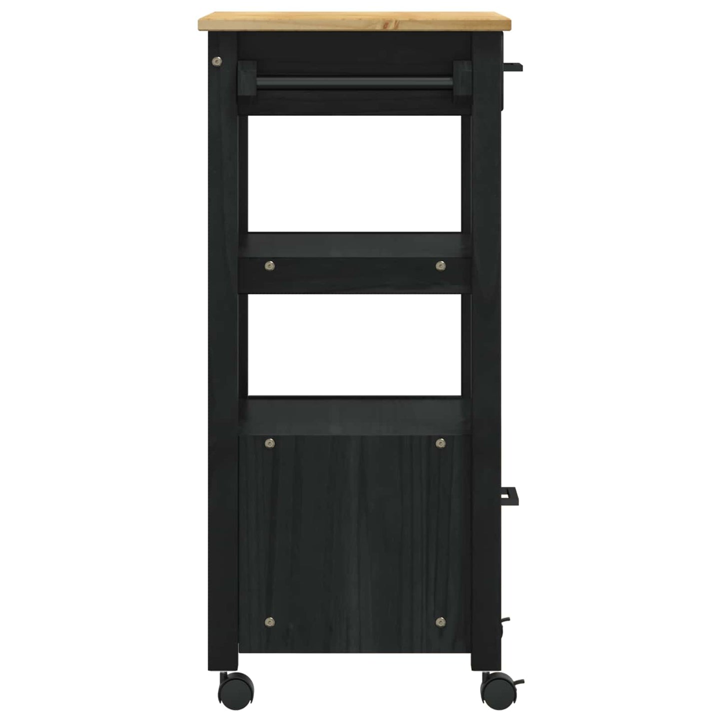 Køkkenvogn MONZA Sort 48 x 40 x 88,5 cm Massivt fyrretræ