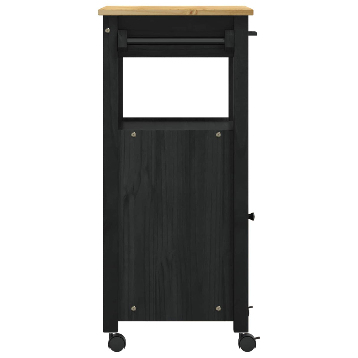 Køkkenvogn MONZA Sort 48 x 40 x 88,5 cm Massivt fyrretræ