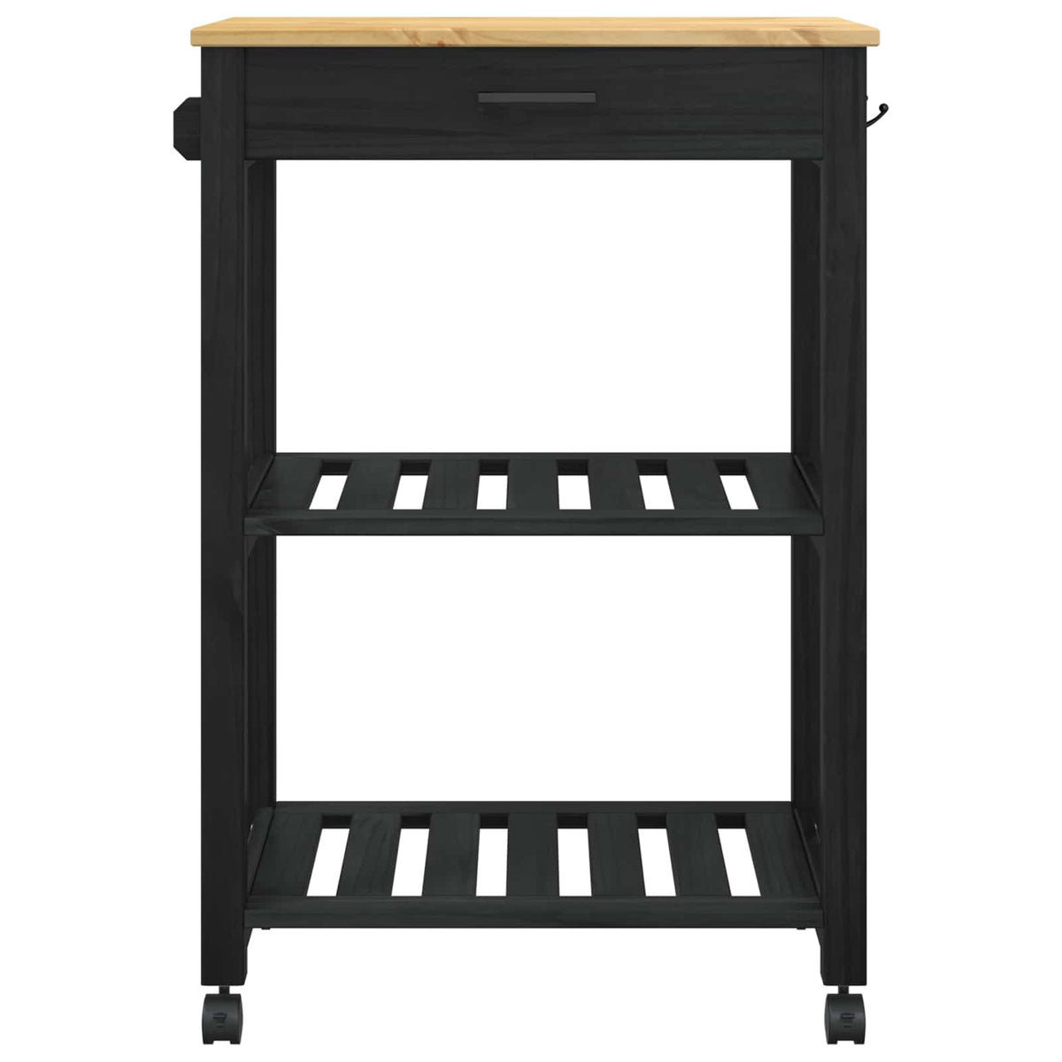 Køkkenvogn MONZA Sort 60 x 40 x 88,5 cm Massivt fyrretræ