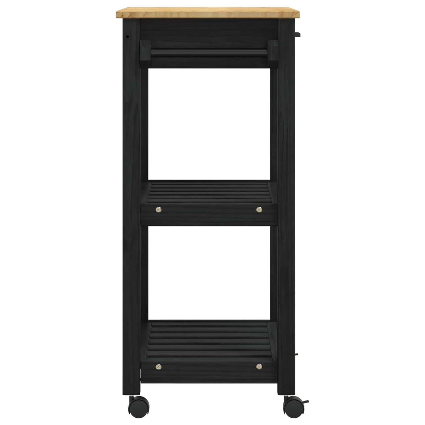 Køkkenvogn MONZA Sort 60 x 40 x 88,5 cm Massivt fyrretræ