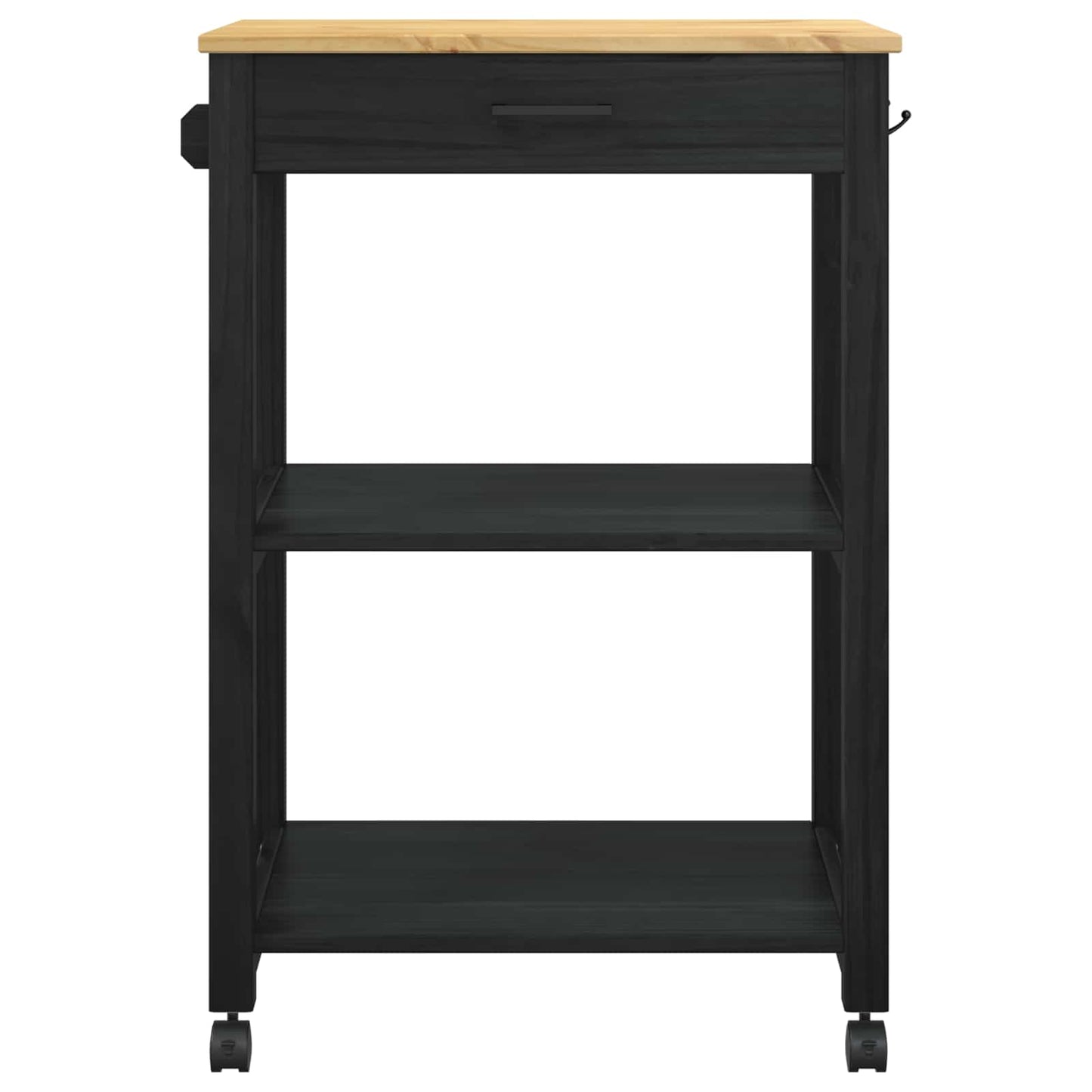 Køkkenvogn MONZA Sort 60 x 40 x 88,5 cm Massivt fyrretræ