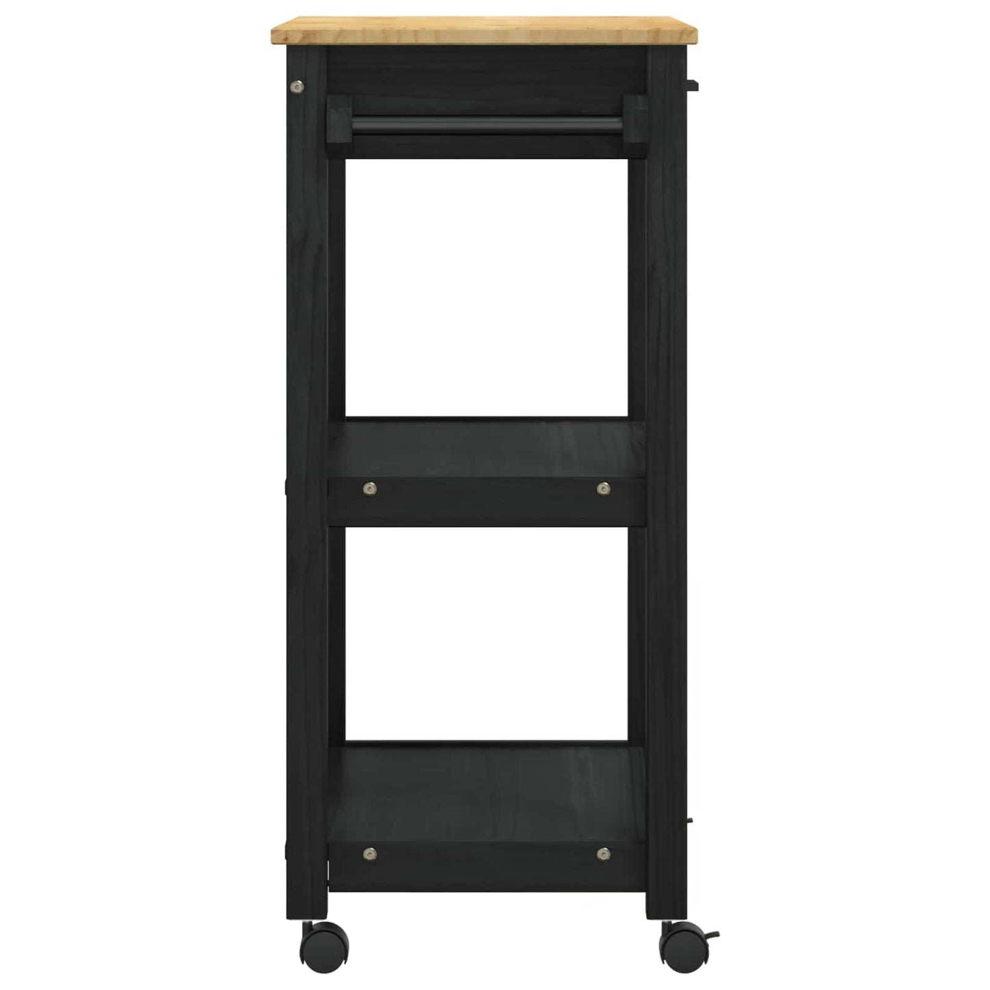 Køkkenvogn MONZA Sort 60 x 40 x 88,5 cm Massivt fyrretræ
