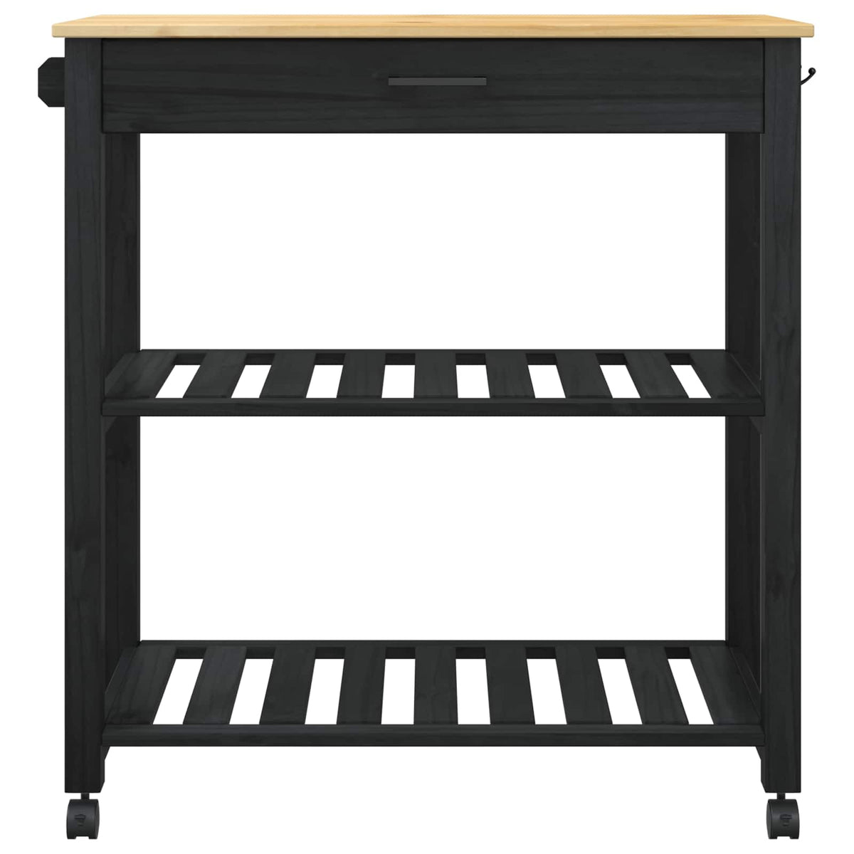 Køkkenvogn MONZA Sort 84 x 40 x 88,5 cm Massivt fyrretræ