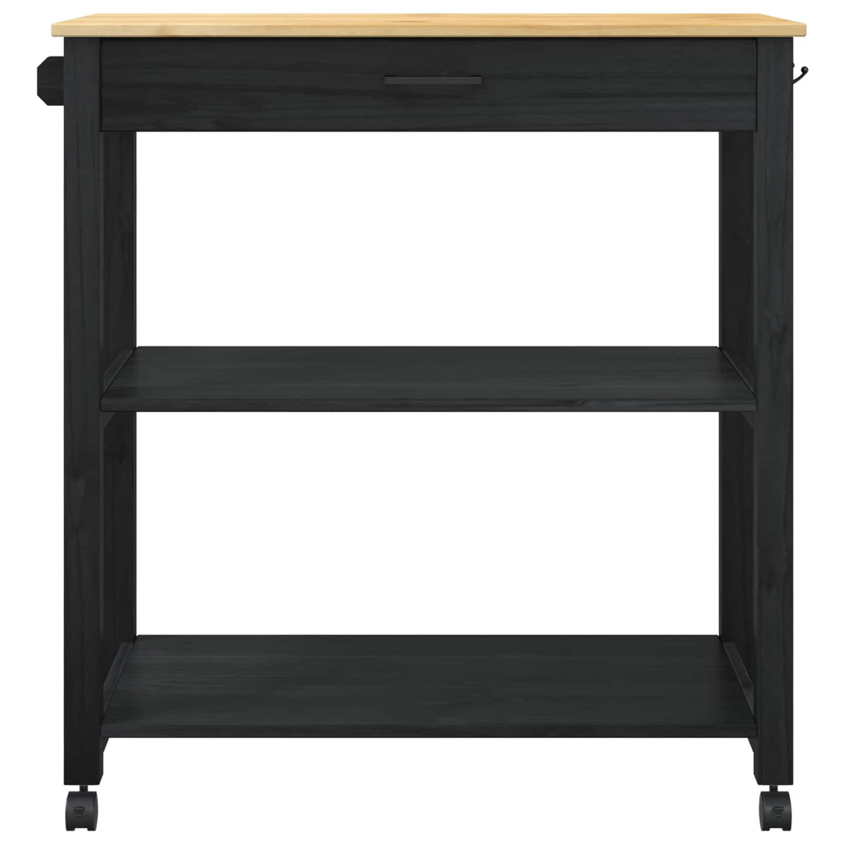 Køkkenvogn MONZA Sort 84 x 40 x 88,5 cm Massivt fyrretræ