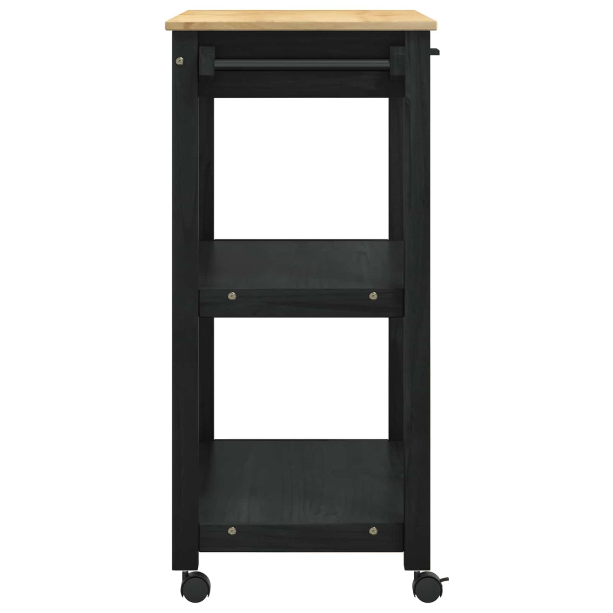 Køkkenvogn MONZA Sort 84 x 40 x 88,5 cm Massivt fyrretræ