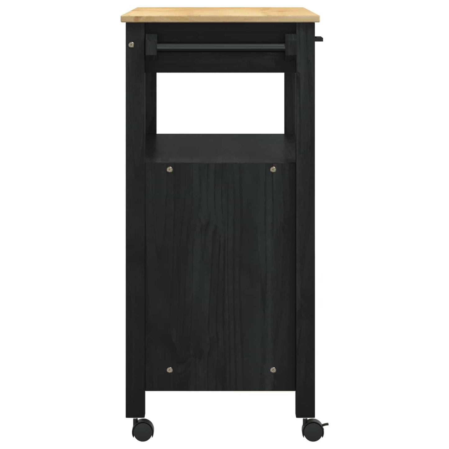 Køkkenvogn MONZA Sort 84 x 40 x 88,5 cm Massivt fyrretræ