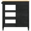 Køkkenvogn MONZA Sort 84 x 40 x 88,5 cm Massivt fyrretræ