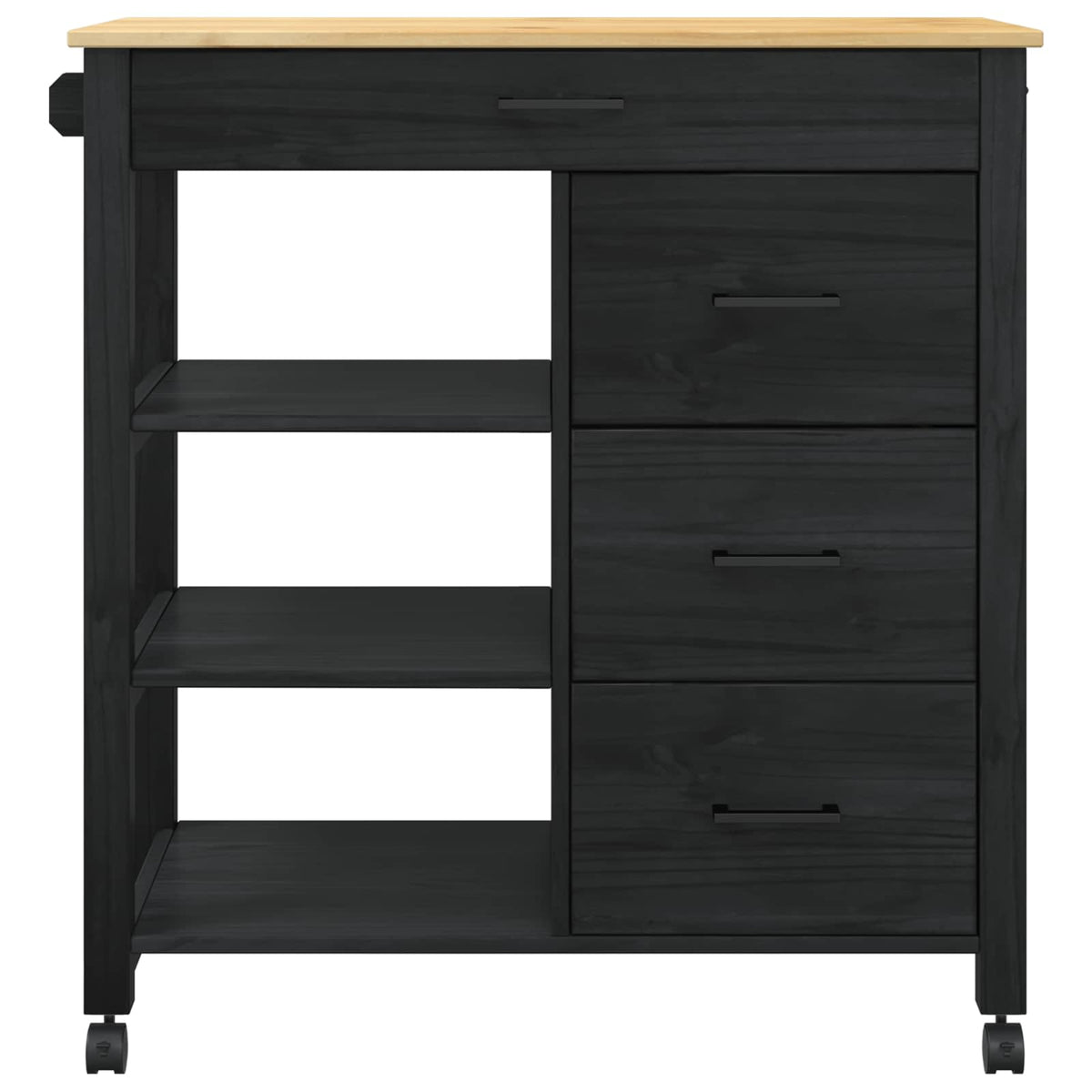 Køkkenvogn MONZA Sort 84 x 40 x 88,5 cm Massivt fyrretræ