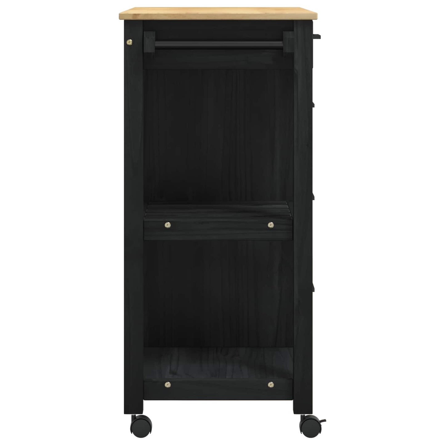 Køkkenvogn MONZA Sort 84 x 40 x 88,5 cm Massivt fyrretræ
