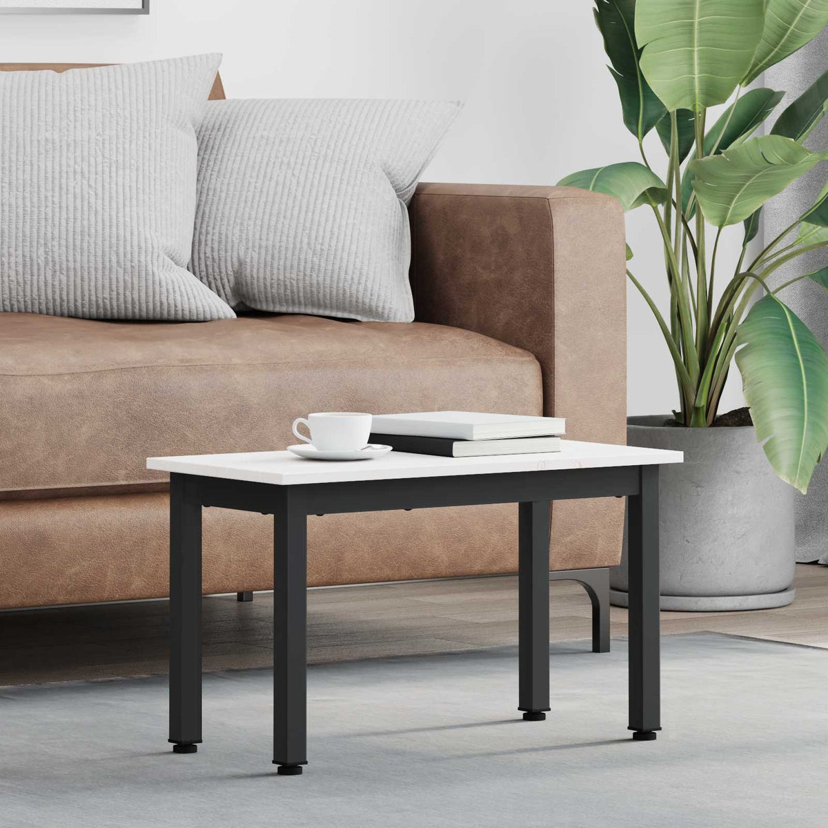 Sofabord Hvid 60 x 30 x 36 cm Massiv fyrretræ