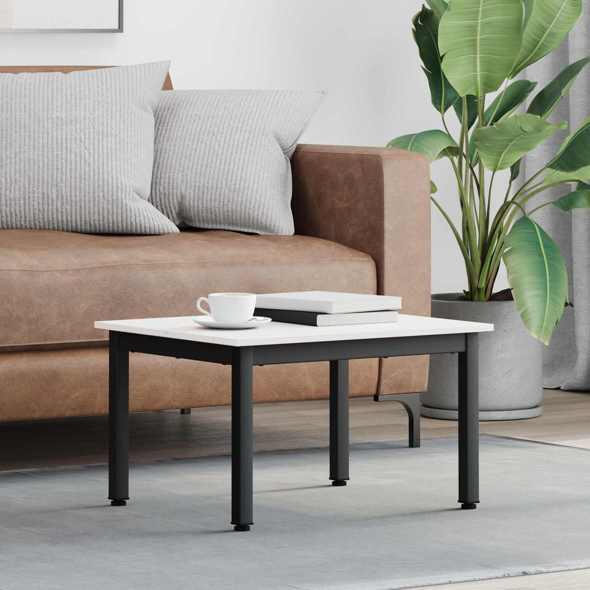 Sofabord Hvid 60 x 50 x 36 cm Massiv fyrretræ