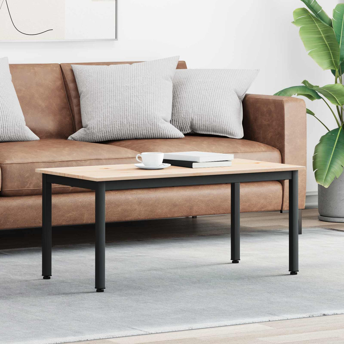 Sofabord Naturfarvet 100 x 50 x 45 cm Massiv fyrretræ