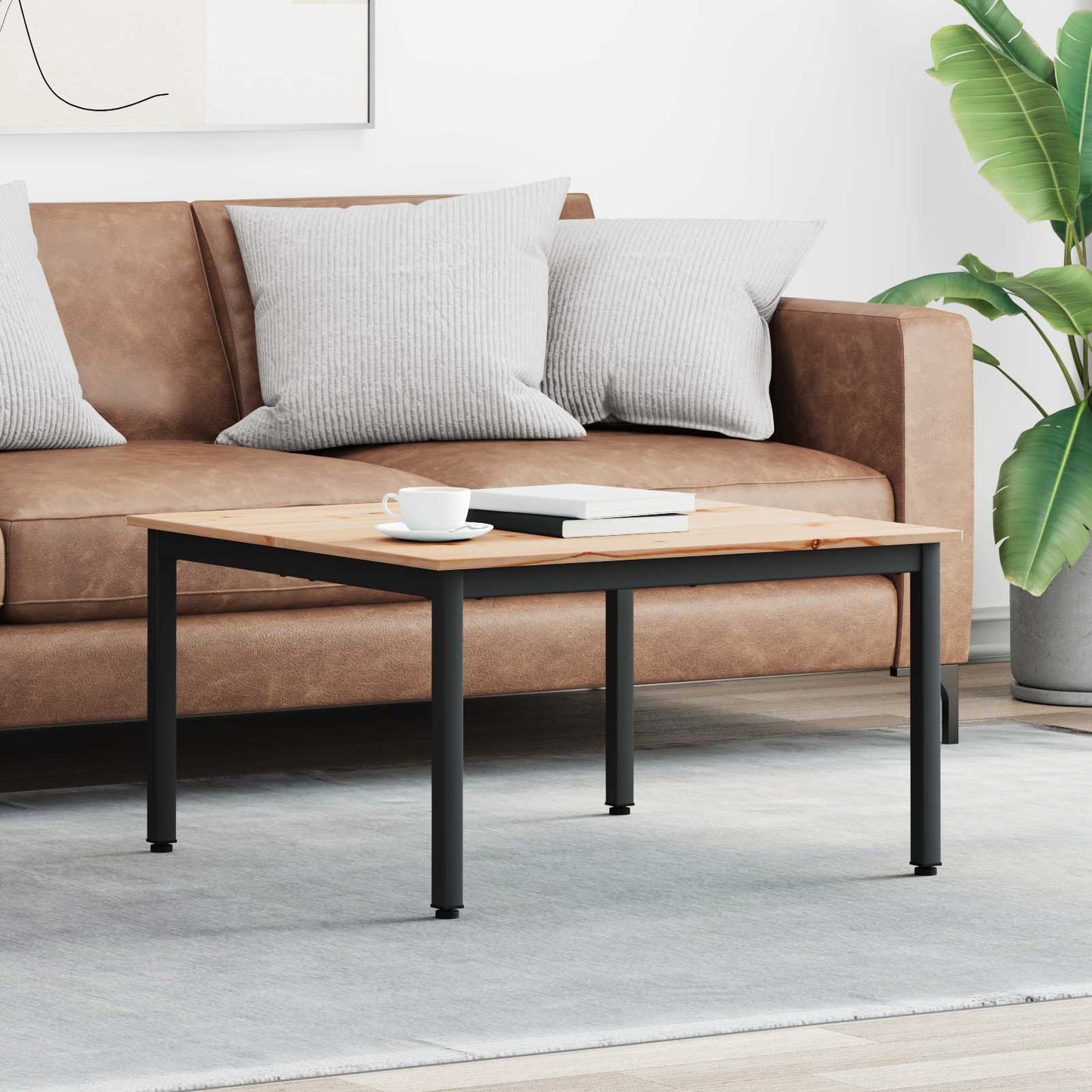 Sofabord Naturfarvet 80 x 80 x 45 cm Massiv fyrretræ
