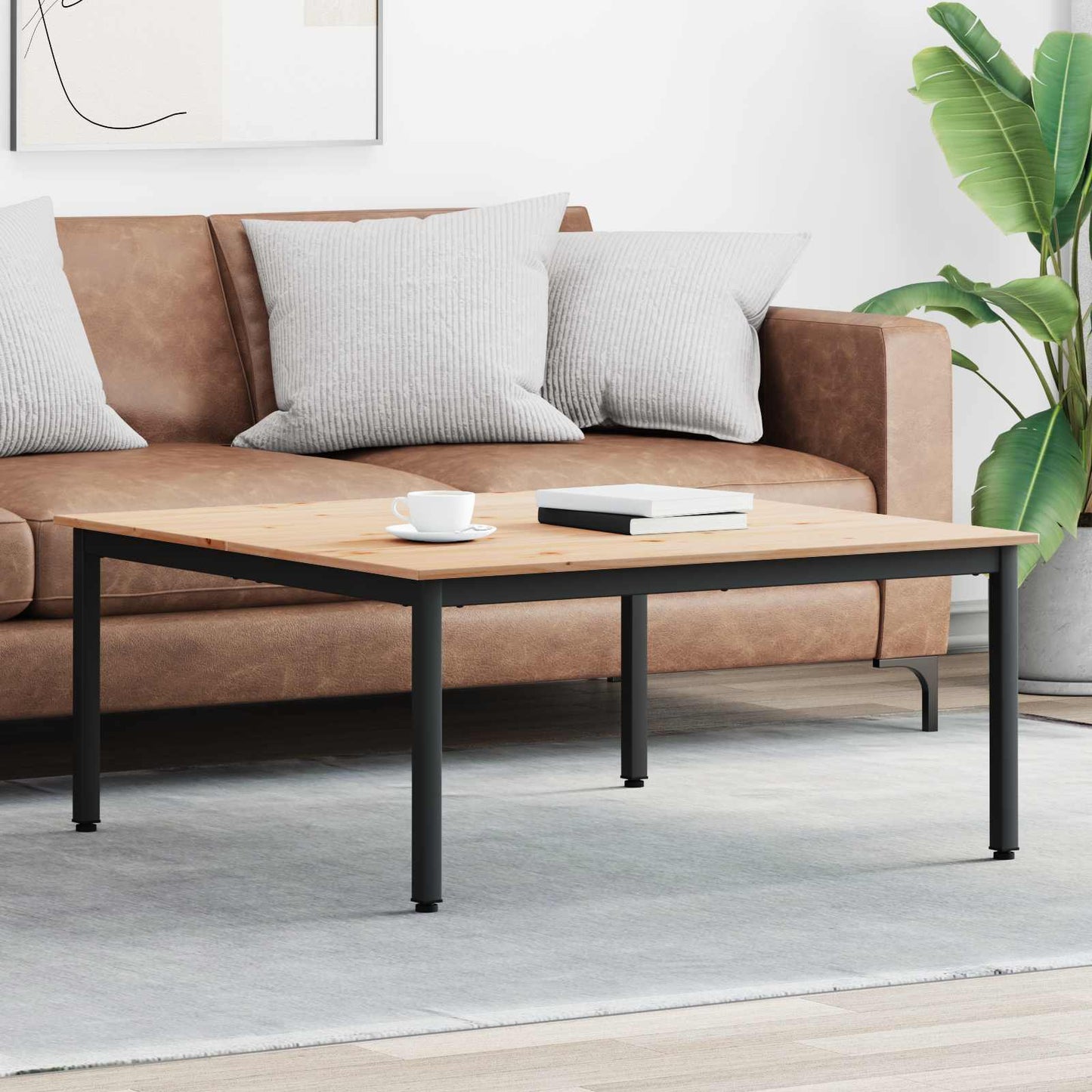Sofabord Naturfarvet 100 x 100 x 45 cm Massiv fyrretræ