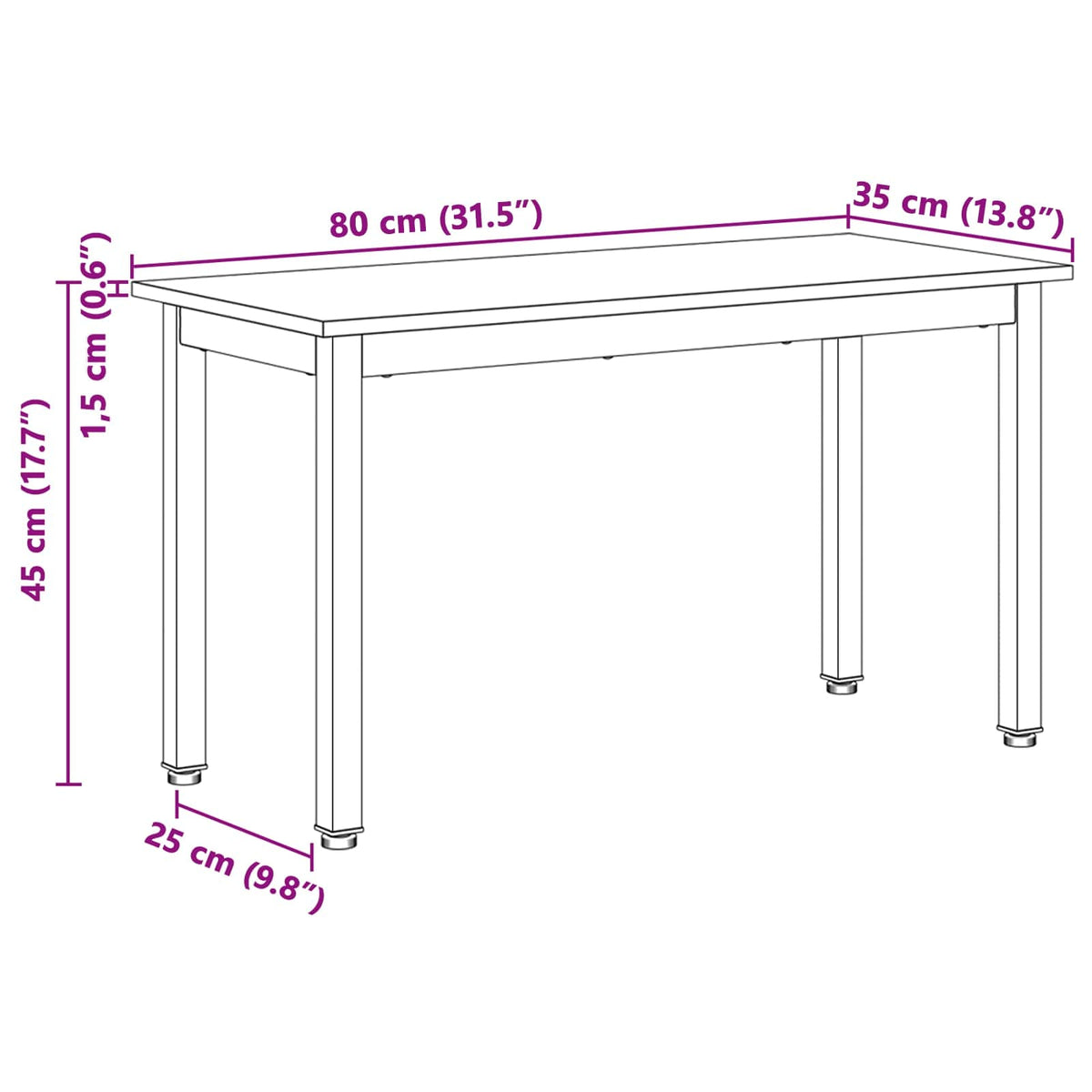 bænk Naturfarvet 80 x 35 x 45 cm Massiv fyrretræ