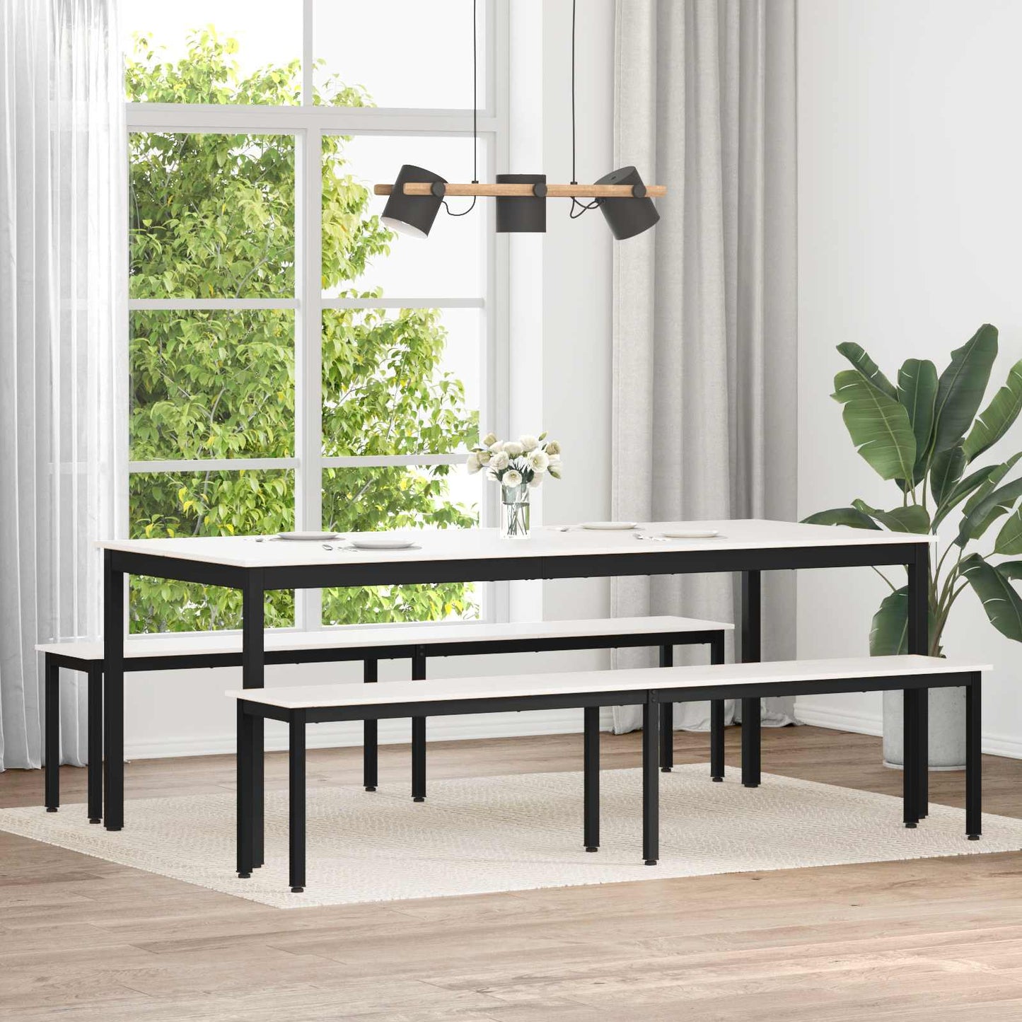 bænk Hvid 200 x 35 x 45 cm Massiv fyrretræ