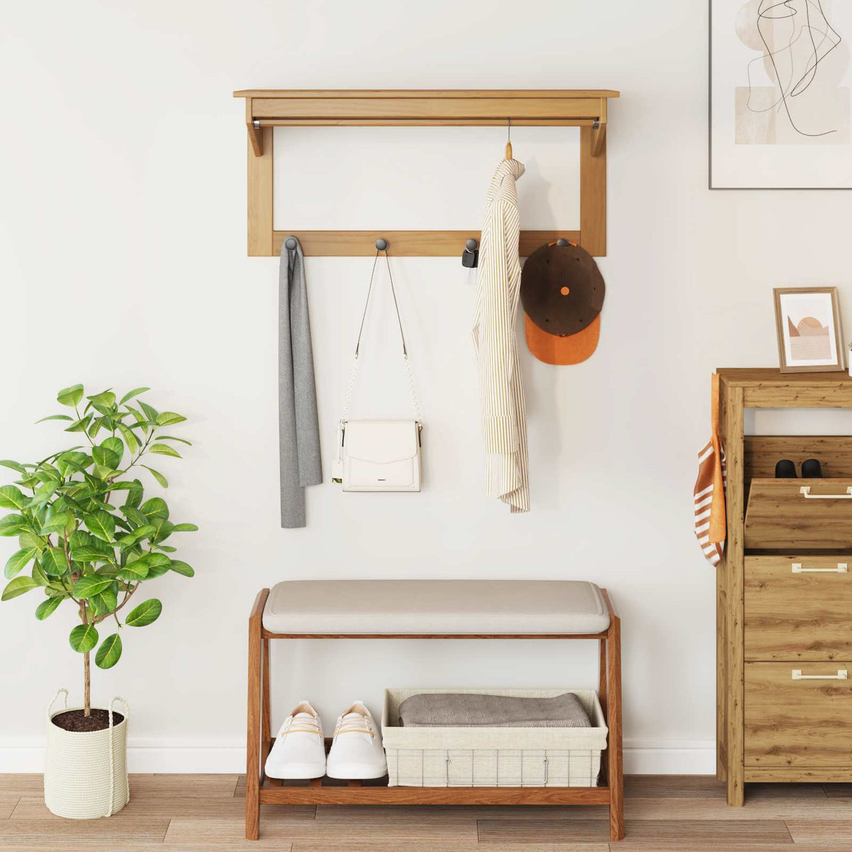 Jakkeholder HILL Honningbrun 90 x 35 x 41.5 cm Massivt fyrretræ