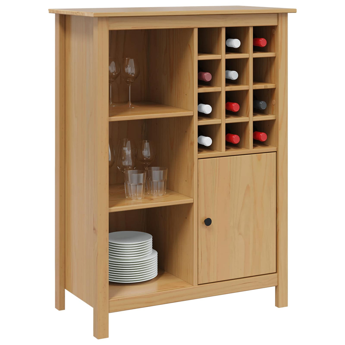 Vinskab HILL Honningbrun 79,5 x 40 x 107,5 cm Massivt fyrretræ