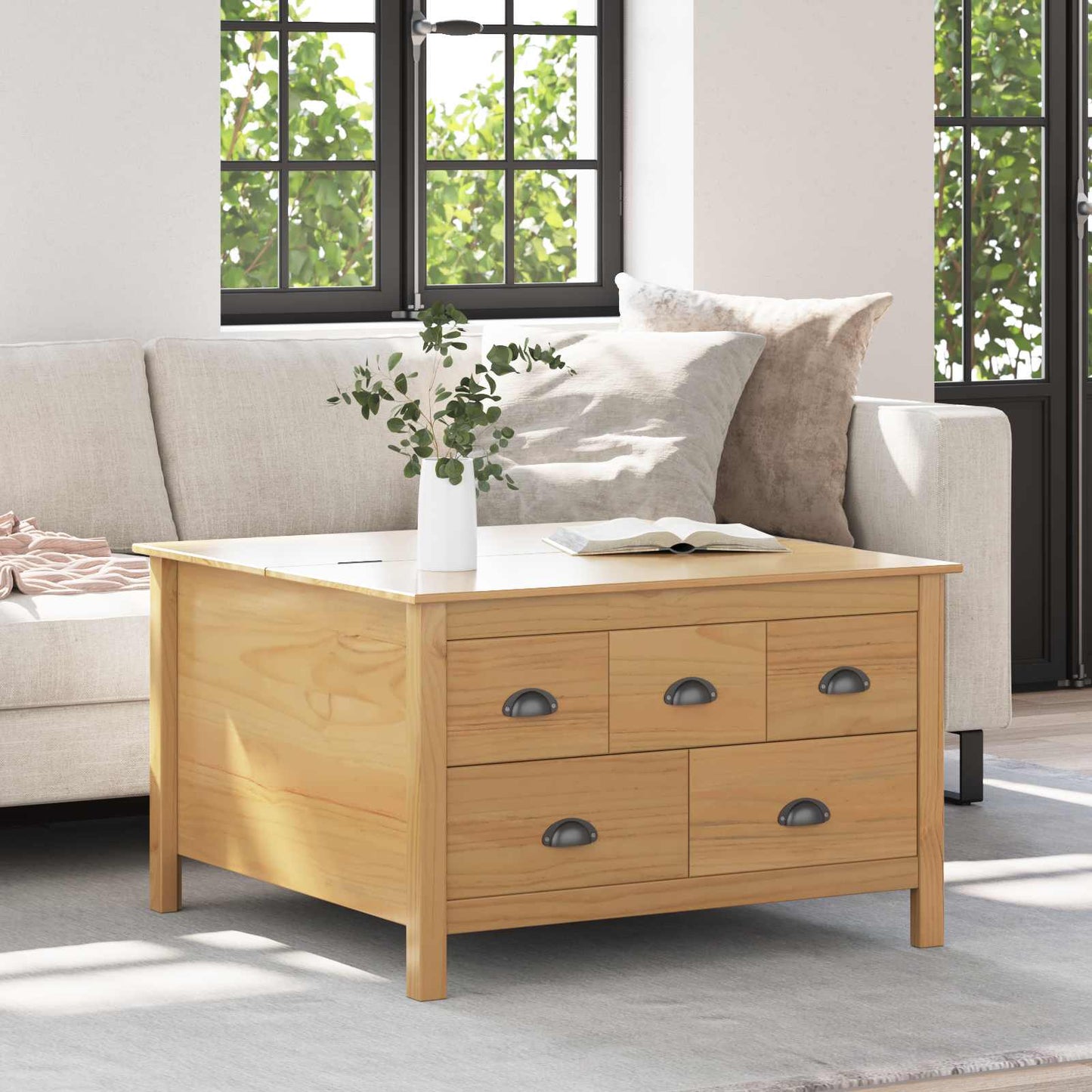 Sofabord HILL Honningbrun 79,5 x 79,5 x 49 cm Massivt fyrretræ