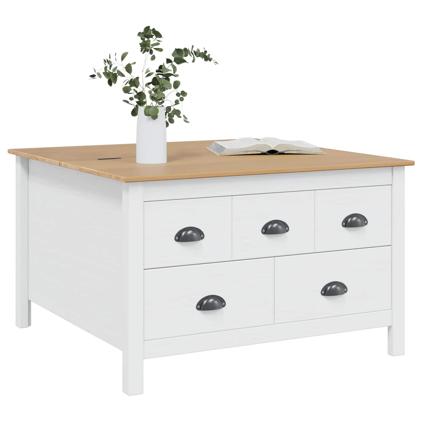 Sofabord HILL Hvid og honningbrun 79,5 x 79,5 x 49 cm