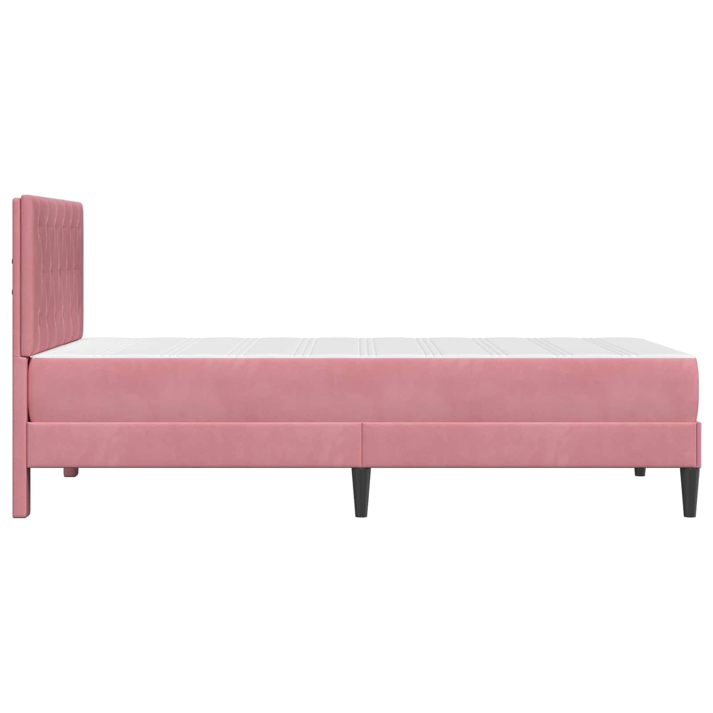 Sengeramme med madras med hovedgærde Lyserød 90 x 200 cm Fløjl