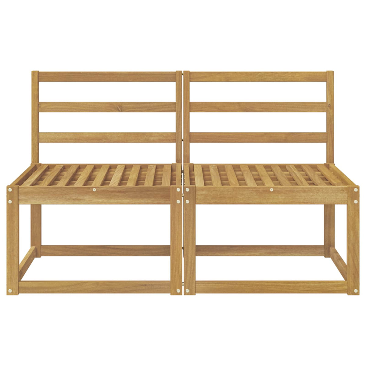 2 Stk Udendørs Mellem Sofa Massivt Akacietræ Hvid