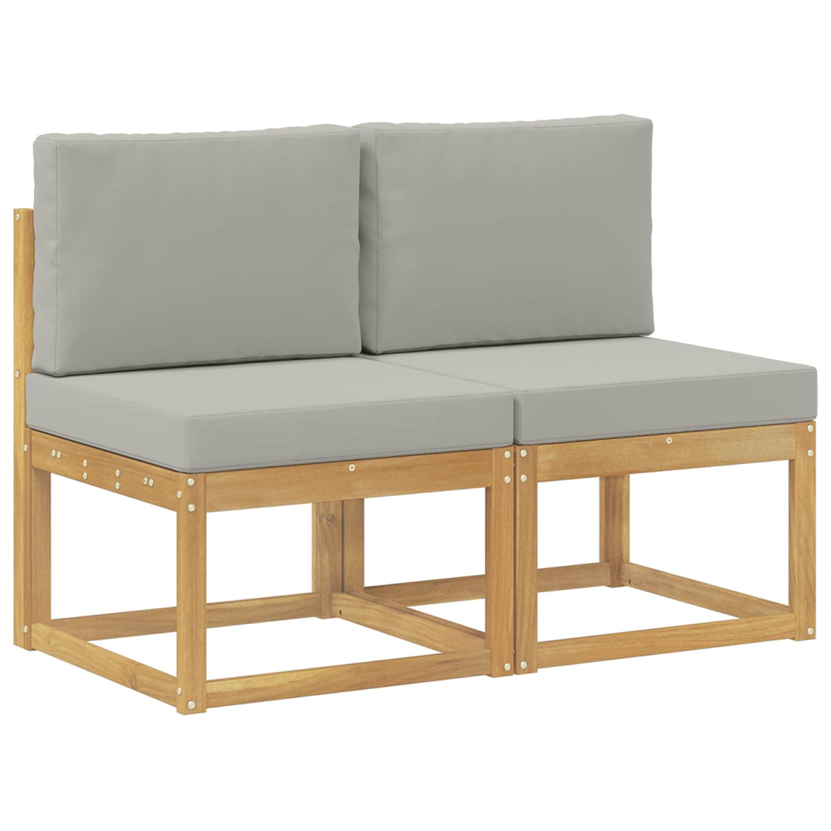 2 Stk Udendørs Mellem Sofa Massivt Akacietræ Hvid