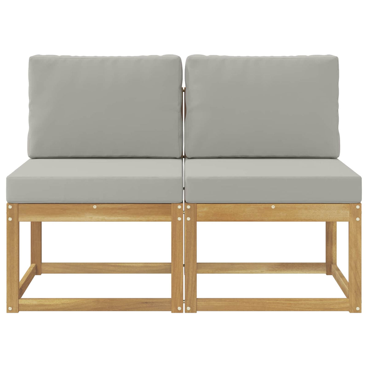 2 Stk Udendørs Mellem Sofa Massivt Akacietræ Hvid