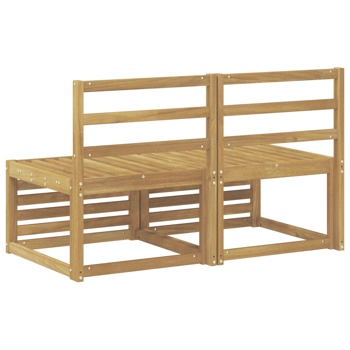 2 Stk Udendørs Mellem Sofa Massivt Akacietræ Hvid