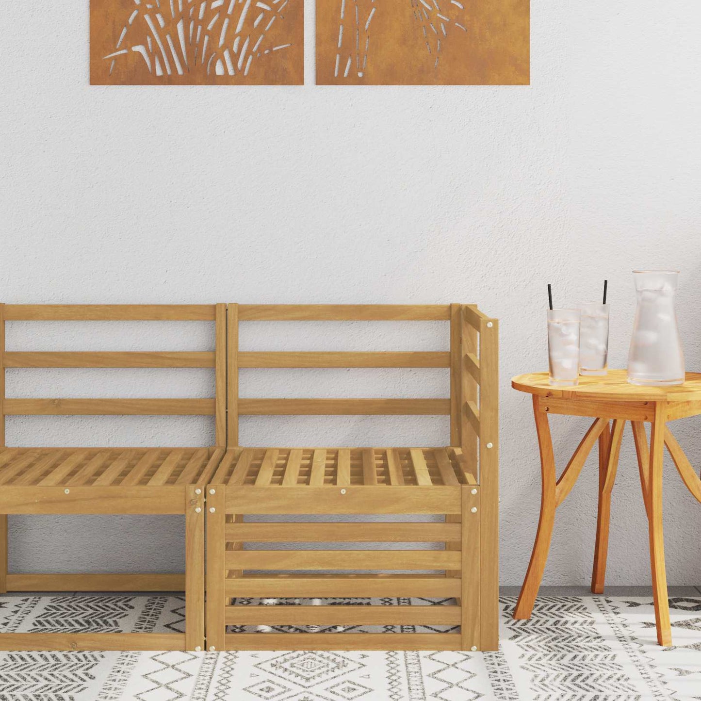 Udendørs Hjørnesofa Massivt Akacietræ Hvid 63 x 63 x 73 cm