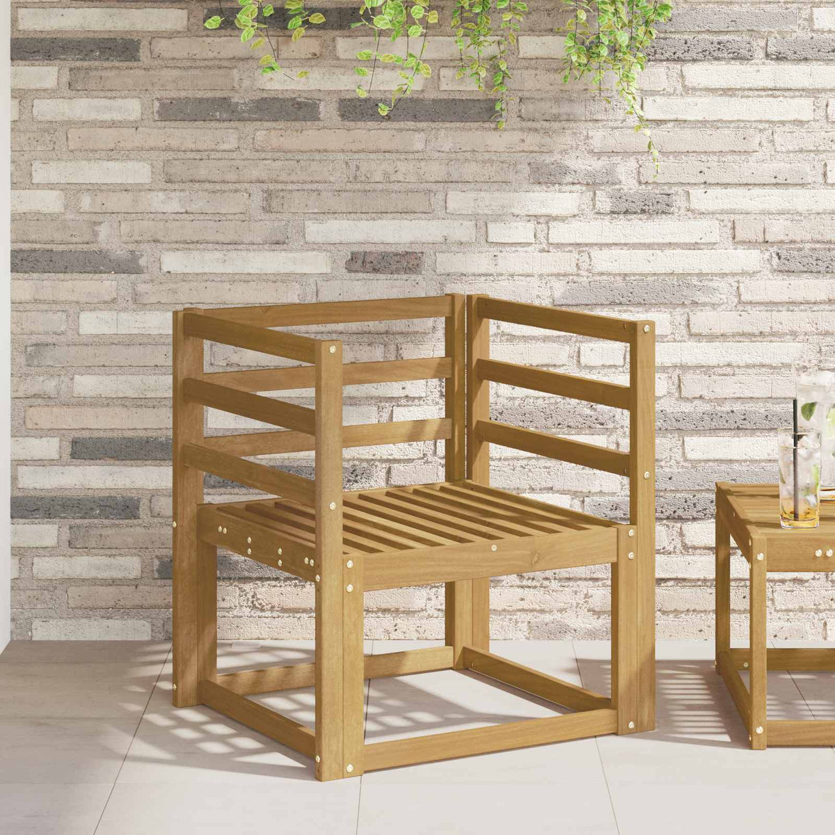 Armlæn modul 2 stk. Hvid 59 x 4 x 73 cm Massivt Akacietræ