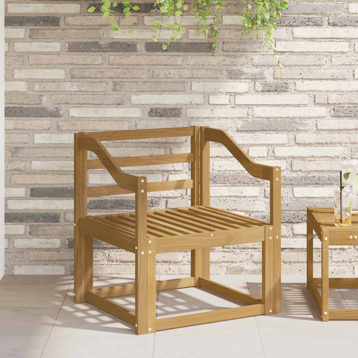 Armlæn modul 2 stk. Hvid 59 x 4 x 73 cm Massivt Akacietræ