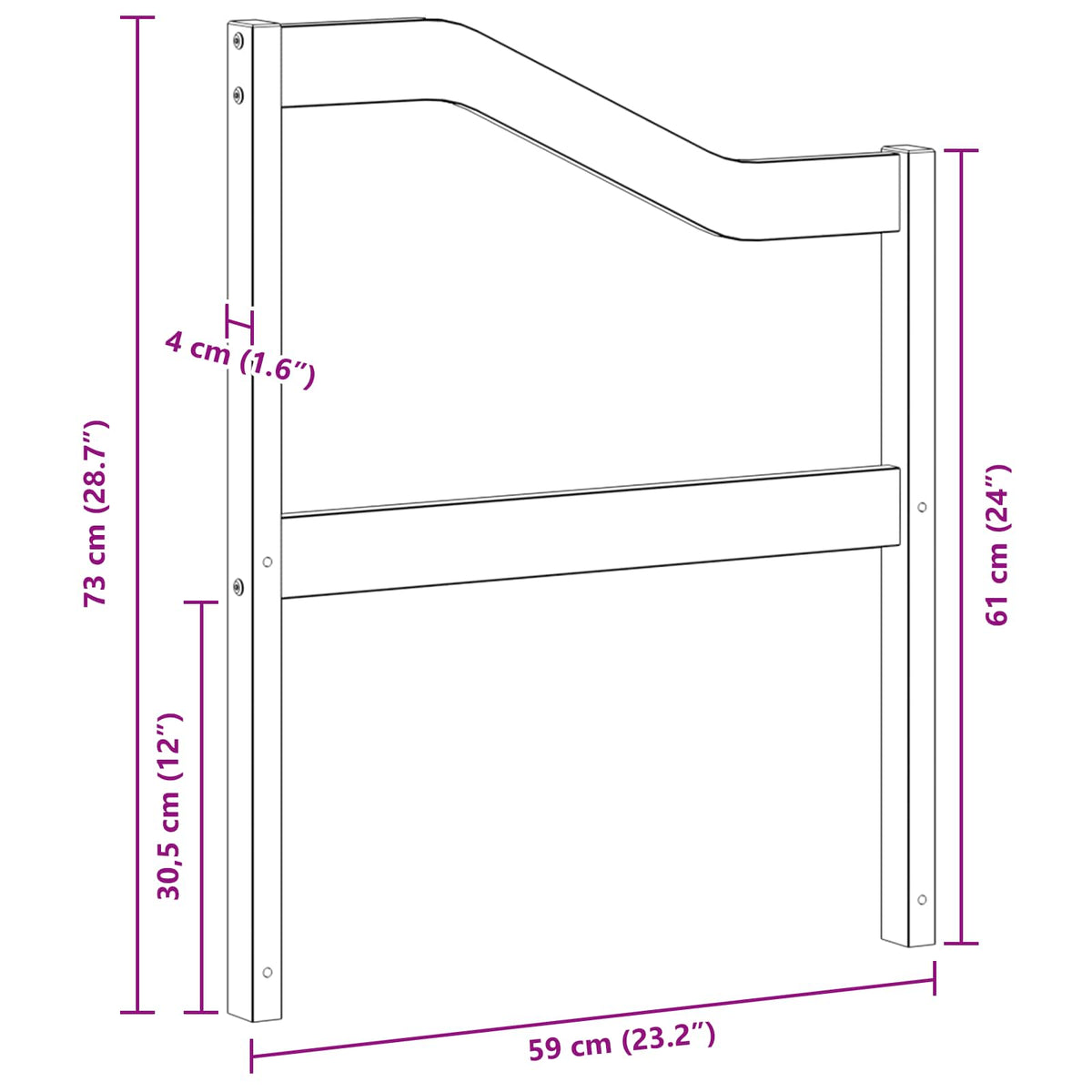 Armlæn modul 2 stk. Hvid 59 x 4 x 73 cm Massivt Akacietræ