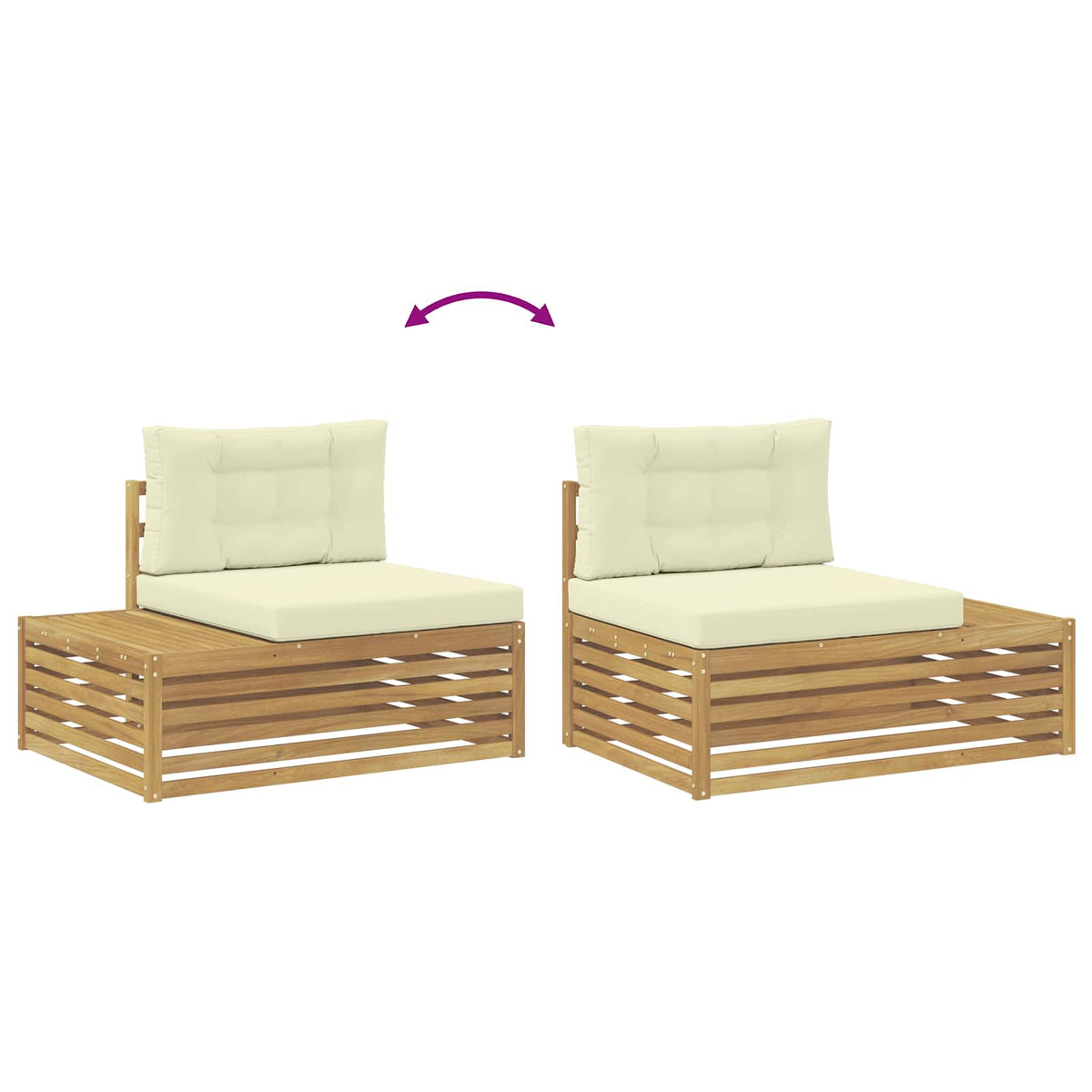 Udendørs end sofa Massivt Akacietræ Hvid