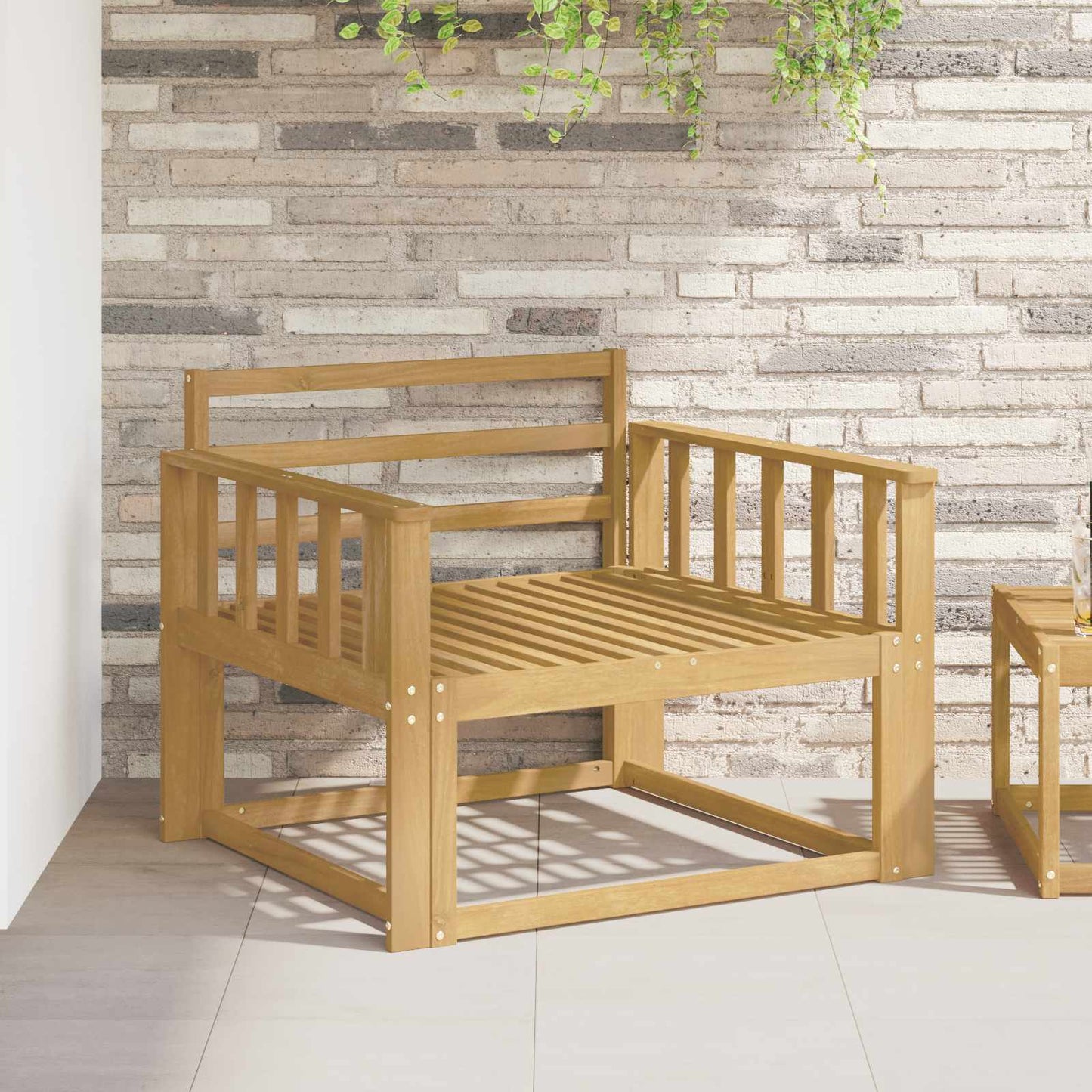 Armlæn Modul 2 stk. Hvid 80 x 6 x 61 cm Massivt Akacietræ