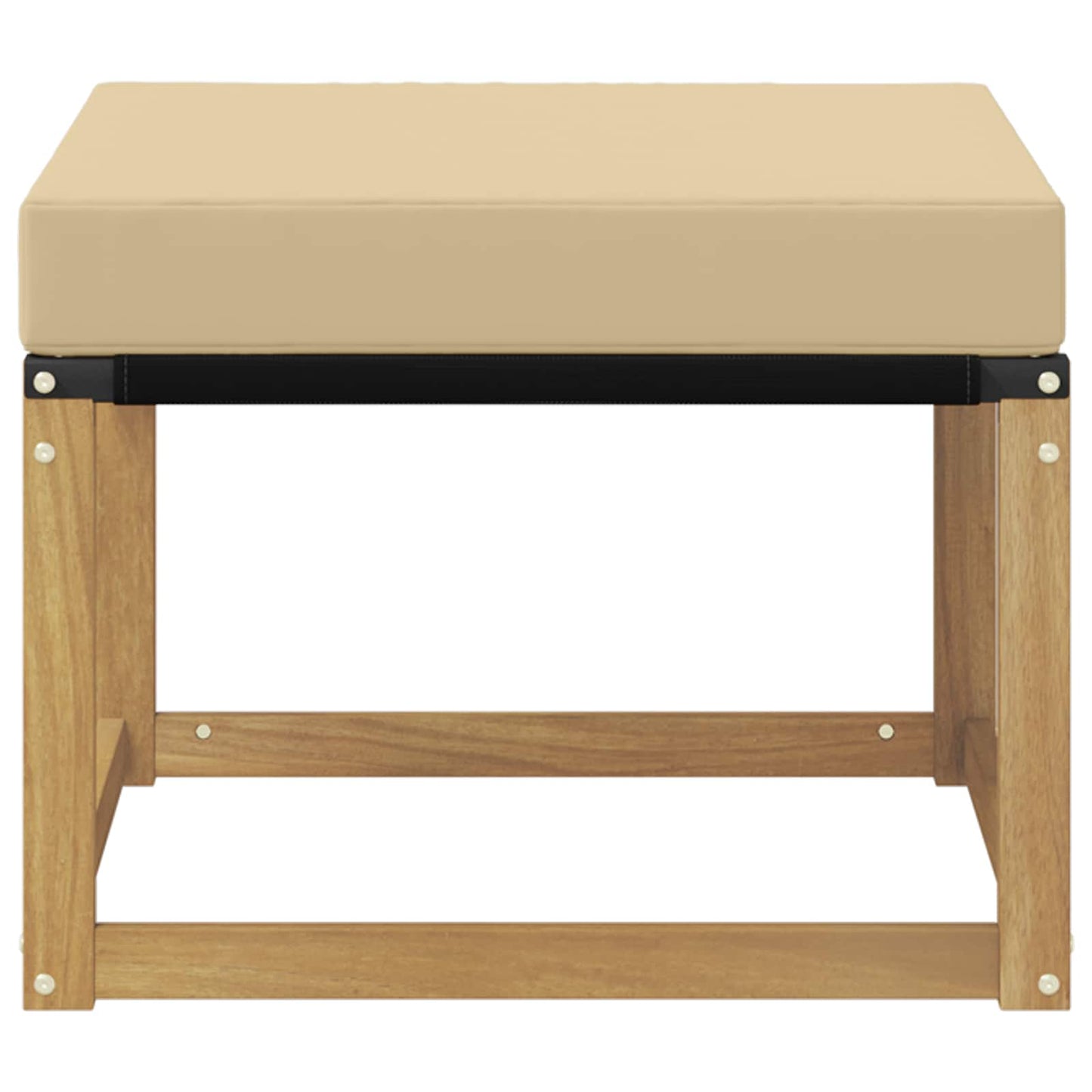 Udendørs puf Massivt akacietræ og Textilene-stof Hvid