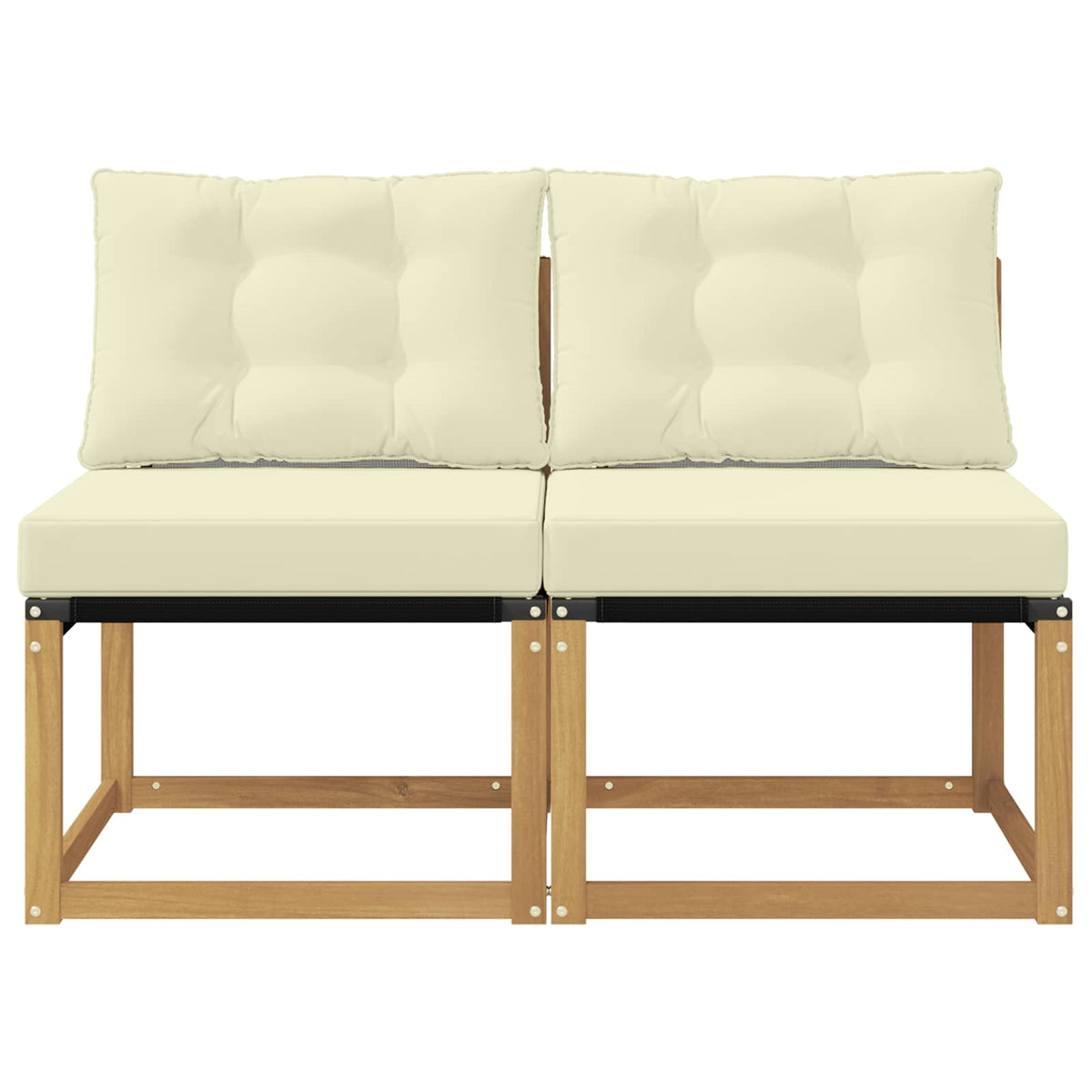 2 stk. Udendørs Mellem Sofa Massivt akacietræ og Textilene-stof
