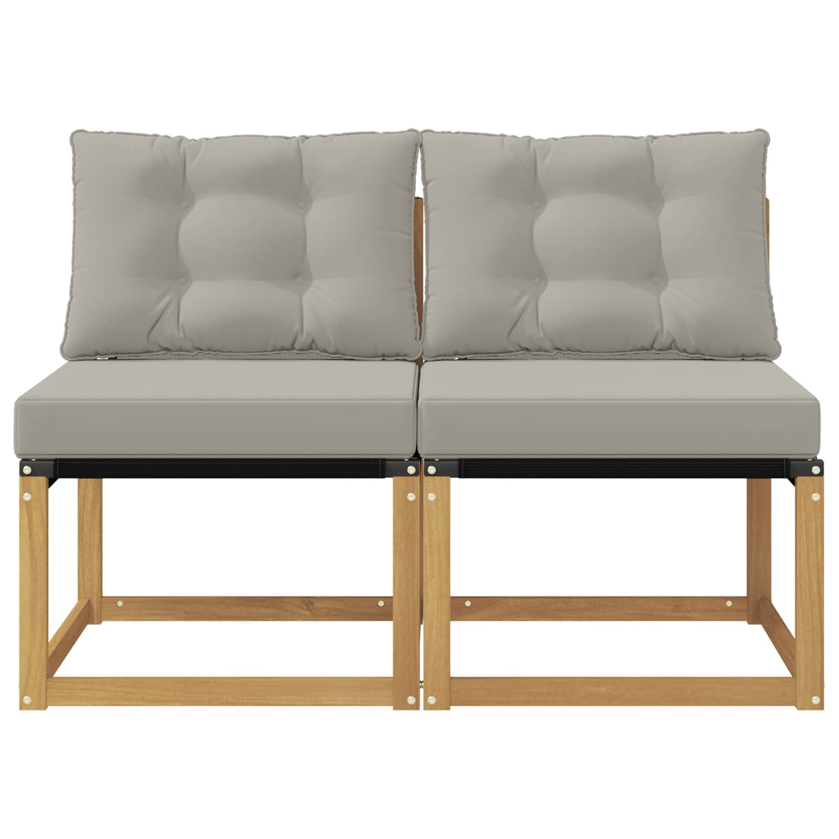 2 stk. Udendørs Mellem Sofa Massivt akacietræ og Textilene-stof