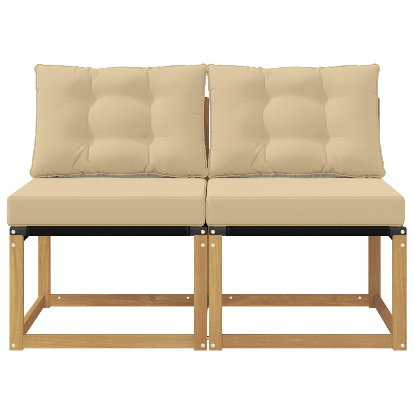 2 stk. Udendørs Mellem Sofa Massivt akacietræ og Textilene-stof