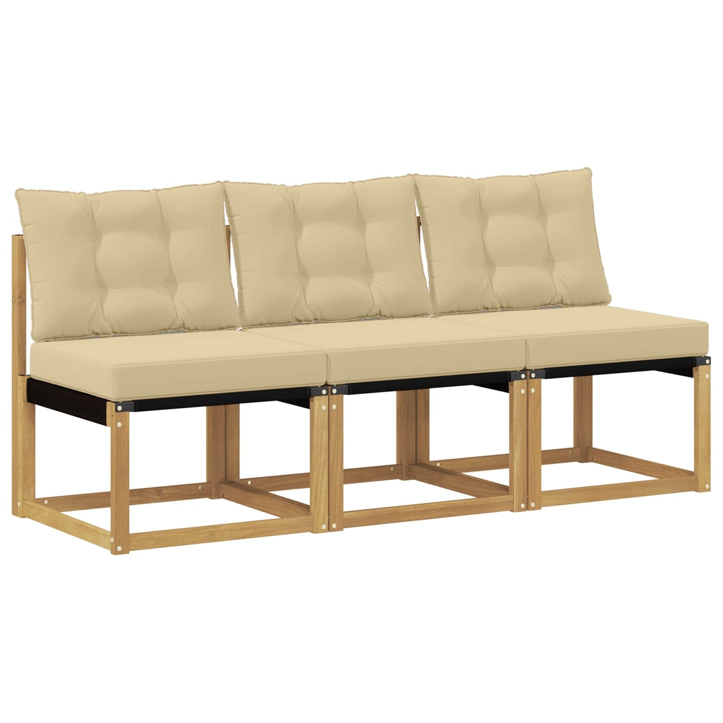 3 stk. Udendørs Mellem Sofa Massivt akacietræ og Textilene-stof